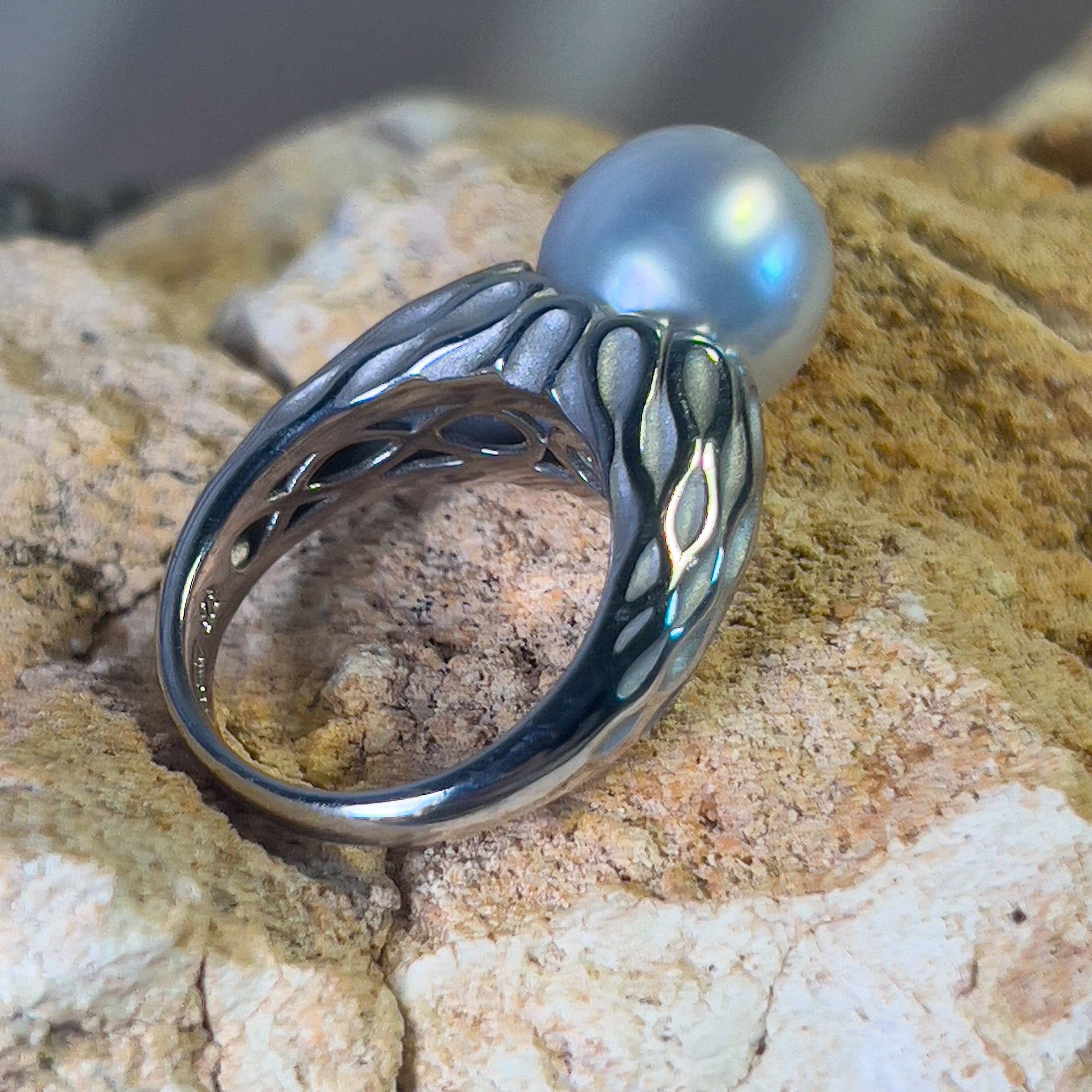 Sterling Silver 11mm South Sea Pearl solitaire ring - Masterpiece Jewellery Opal & Gems Sydney Australia | Online Shop