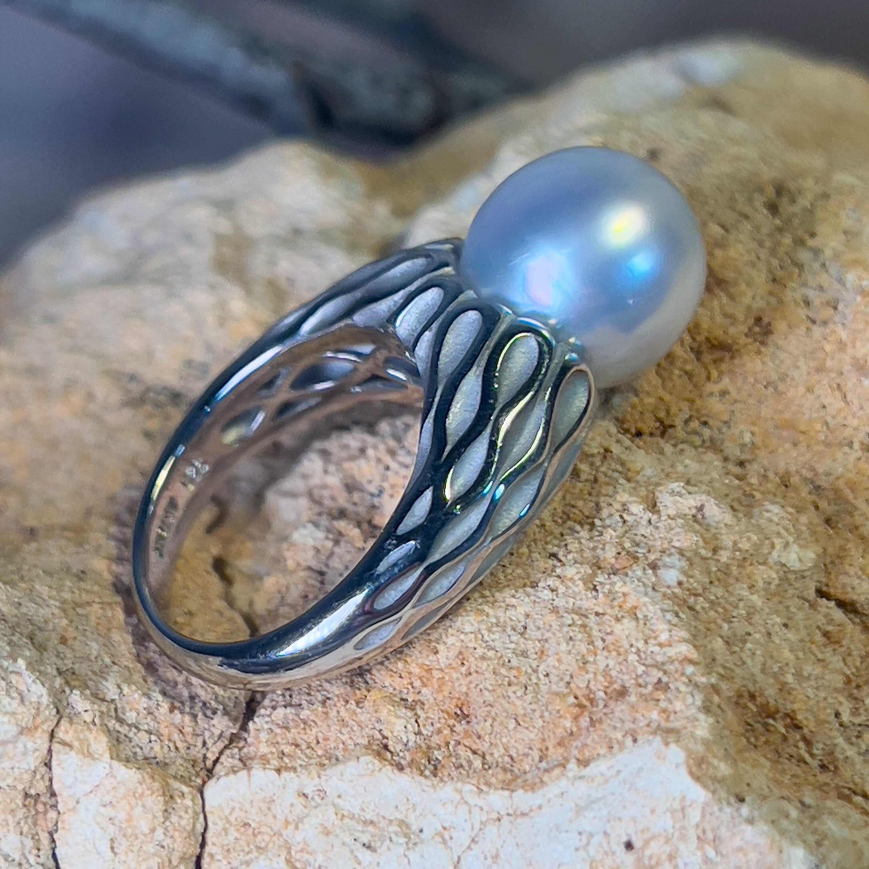 Sterling Silver 11mm South Sea Pearl solitaire ring - Masterpiece Jewellery Opal & Gems Sydney Australia | Online Shop