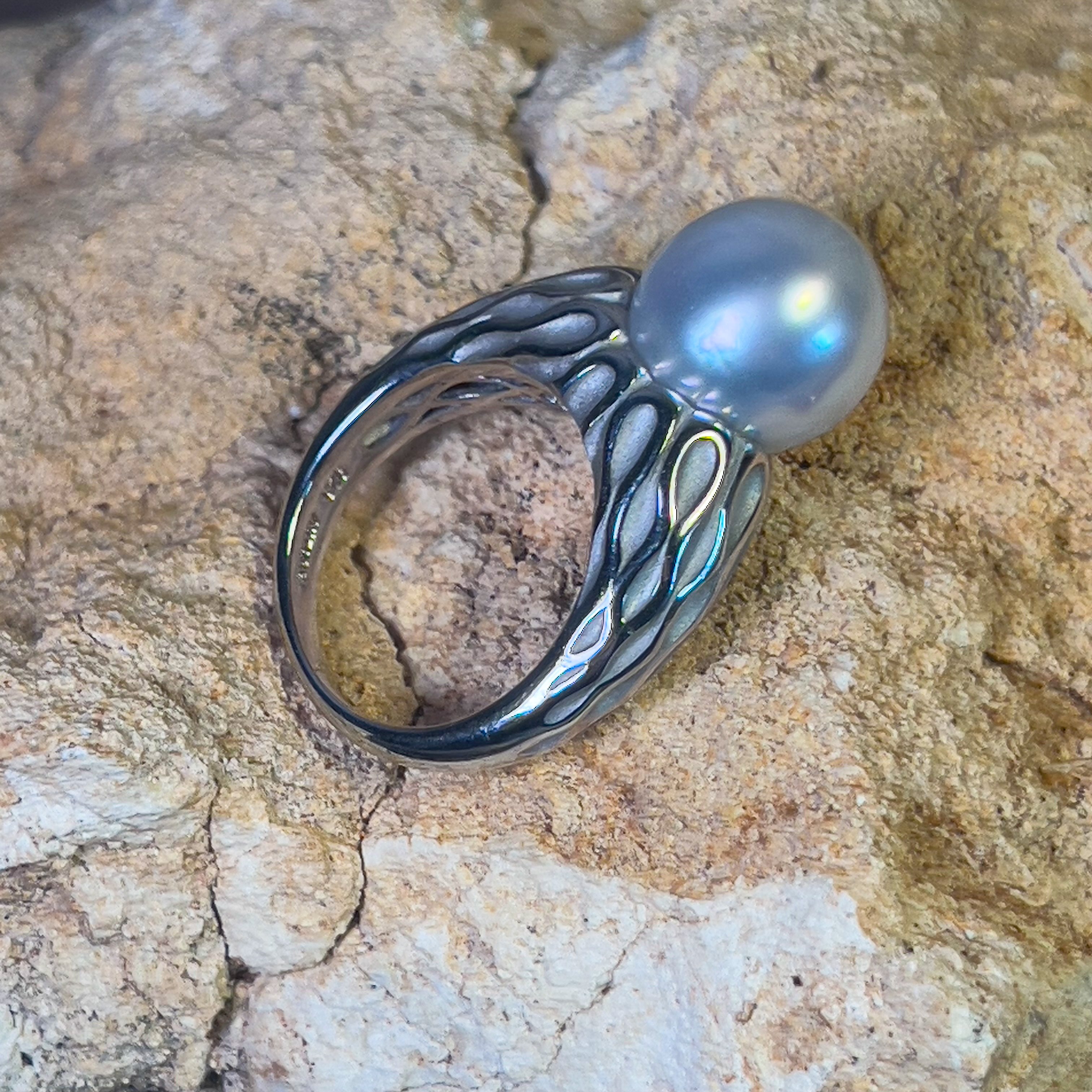 Sterling Silver 11mm South Sea Pearl solitaire ring - Masterpiece Jewellery Opal & Gems Sydney Australia | Online Shop