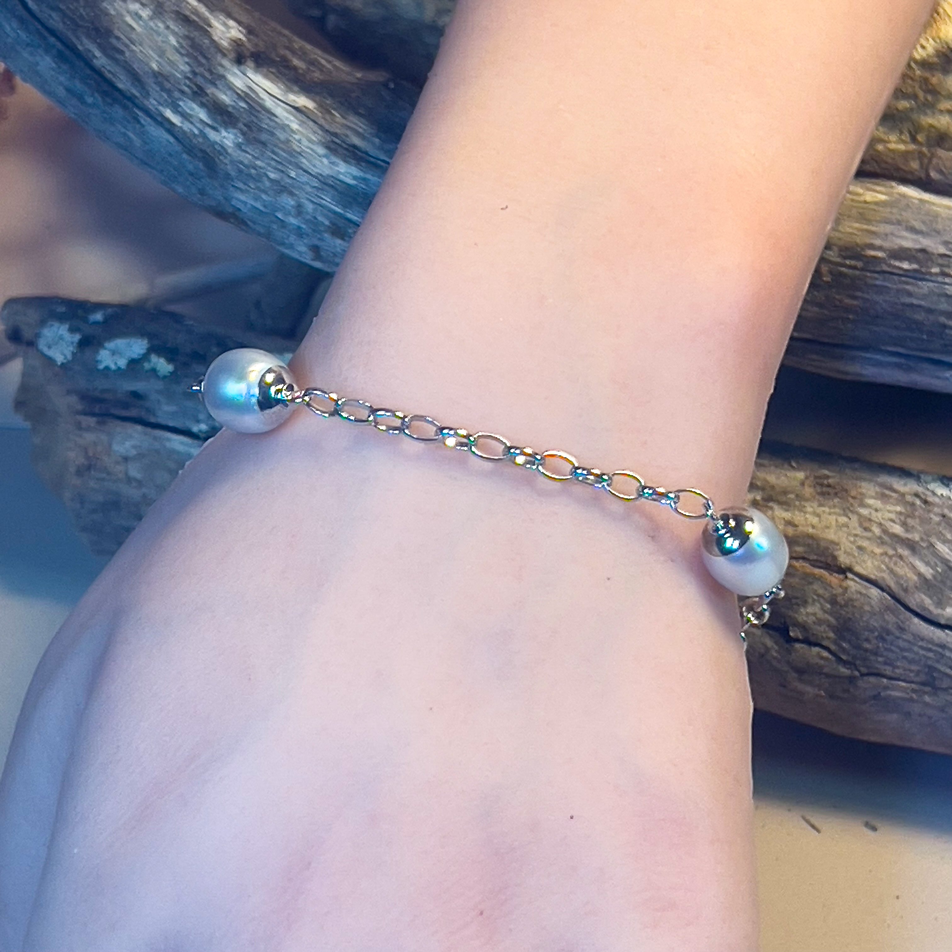 Sterling Silver South Sea 9mm Pearl bracelet - Masterpiece Jewellery Opal & Gems Sydney Australia | Online Shop