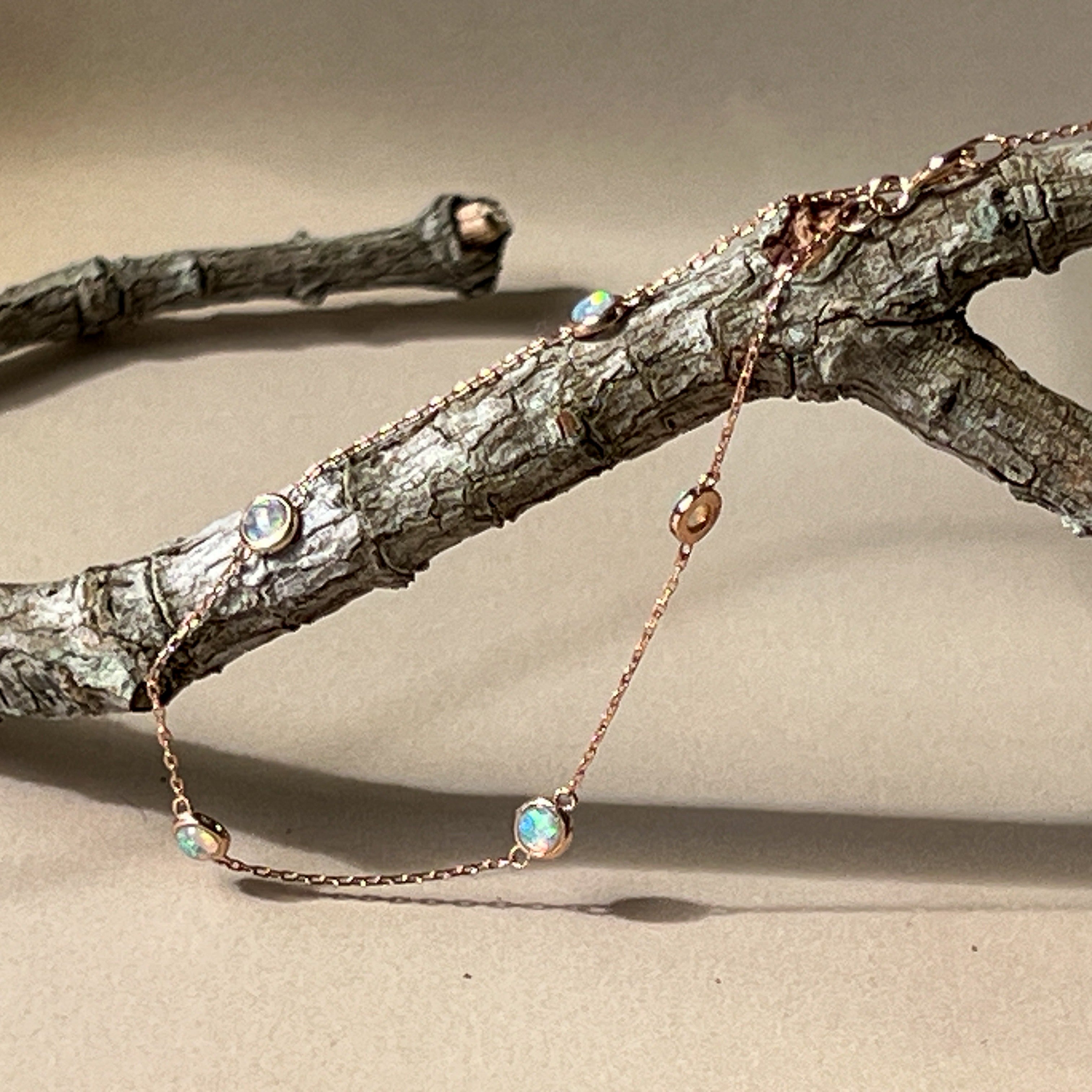 9kt Rose Gold Bracelet with 5 Crystal Opals - 3mm, Dainty Gemstone Jewelry, Elegant Gift for Her, Handcrafted Opal Jewelry - Masterpiece Jewellery Opal & Gems Sydney Australia | Online Shop