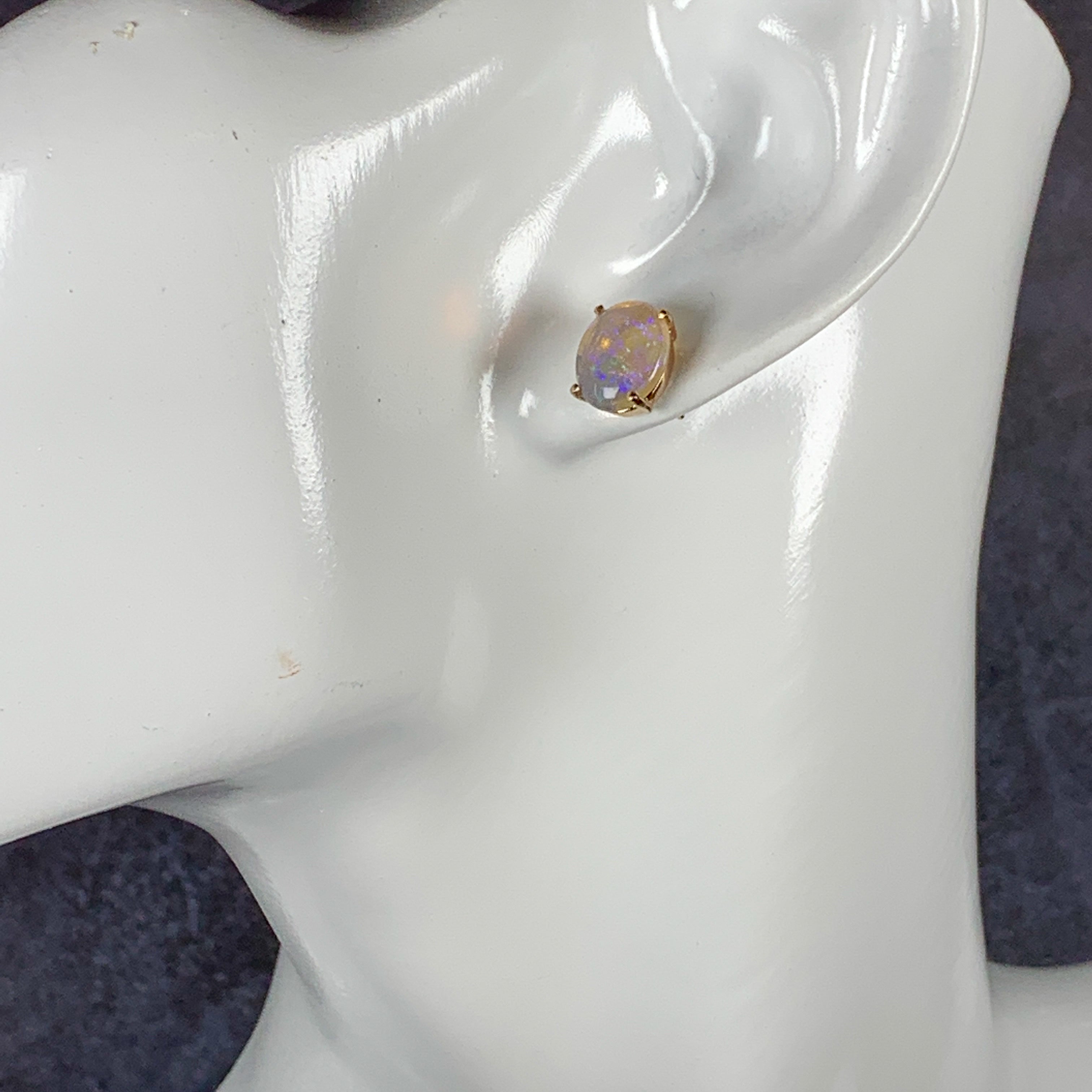 9kt Rose Gold studs 10x8mm Crystal Opals - Masterpiece Jewellery Opal & Gems Sydney Australia | Online Shop