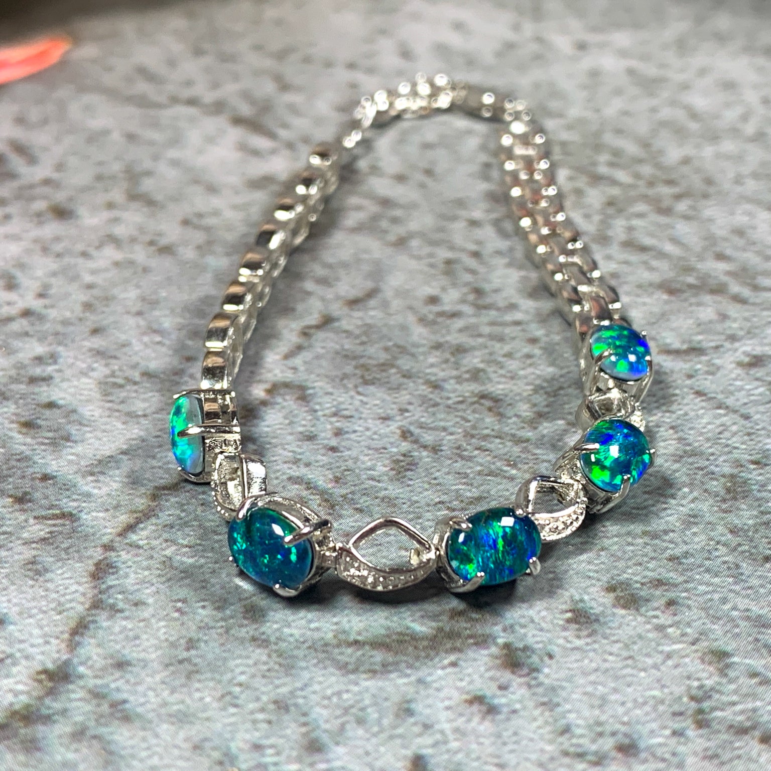 Opal Bracelet - Sterling Silver Bracelet for Women. Ladies Bracelets with 7x5mm Blue or Black Opal Triplets, Perfect Womens Bracelet and Silver Jewellery for Women. - Masterpiece Jewellery Opal & Gems Sydney Australia | Online Shop
