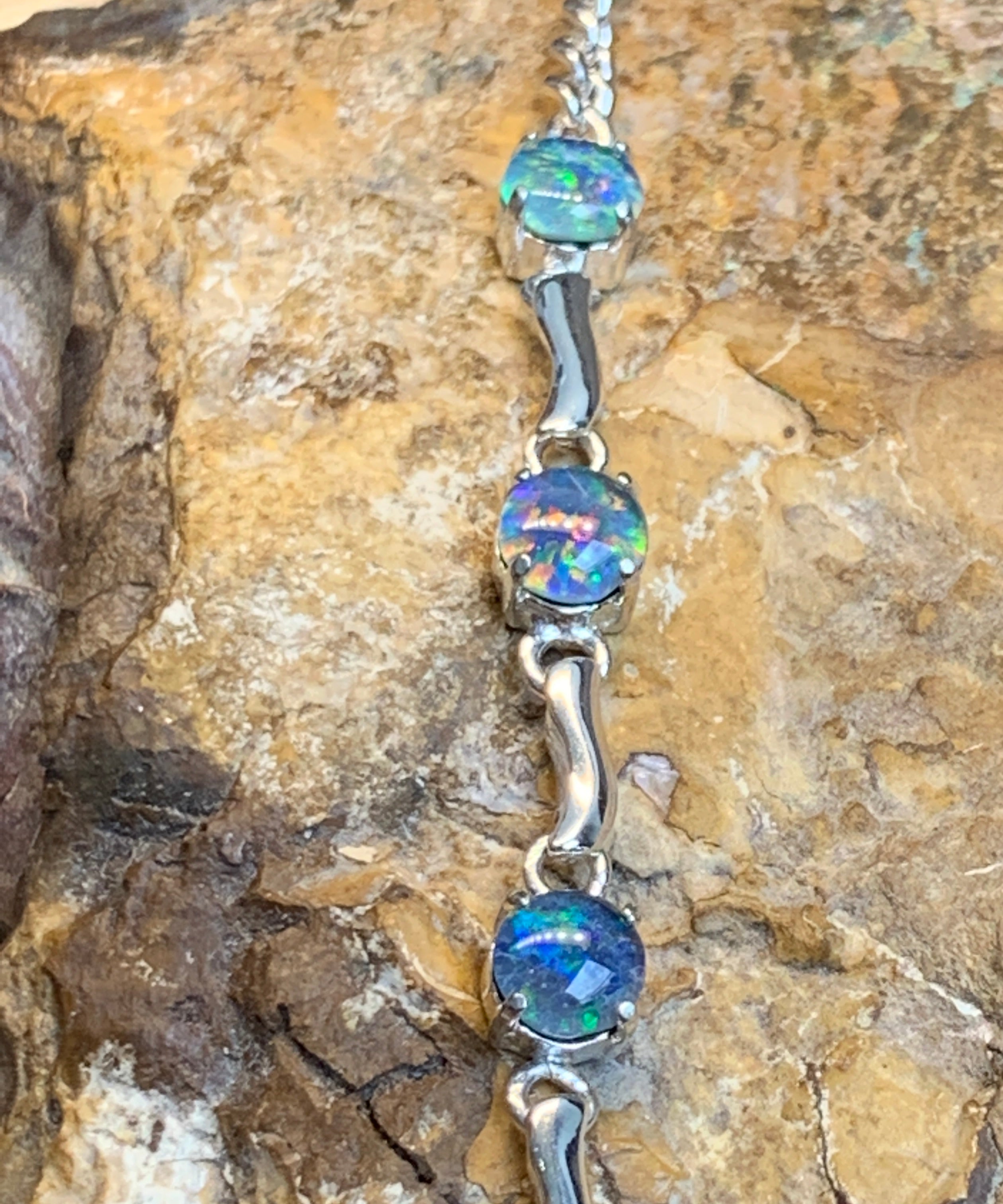 Sterling Silver bracelet with Opal triplet - Masterpiece Jewellery Opal & Gems Sydney Australia | Online Shop