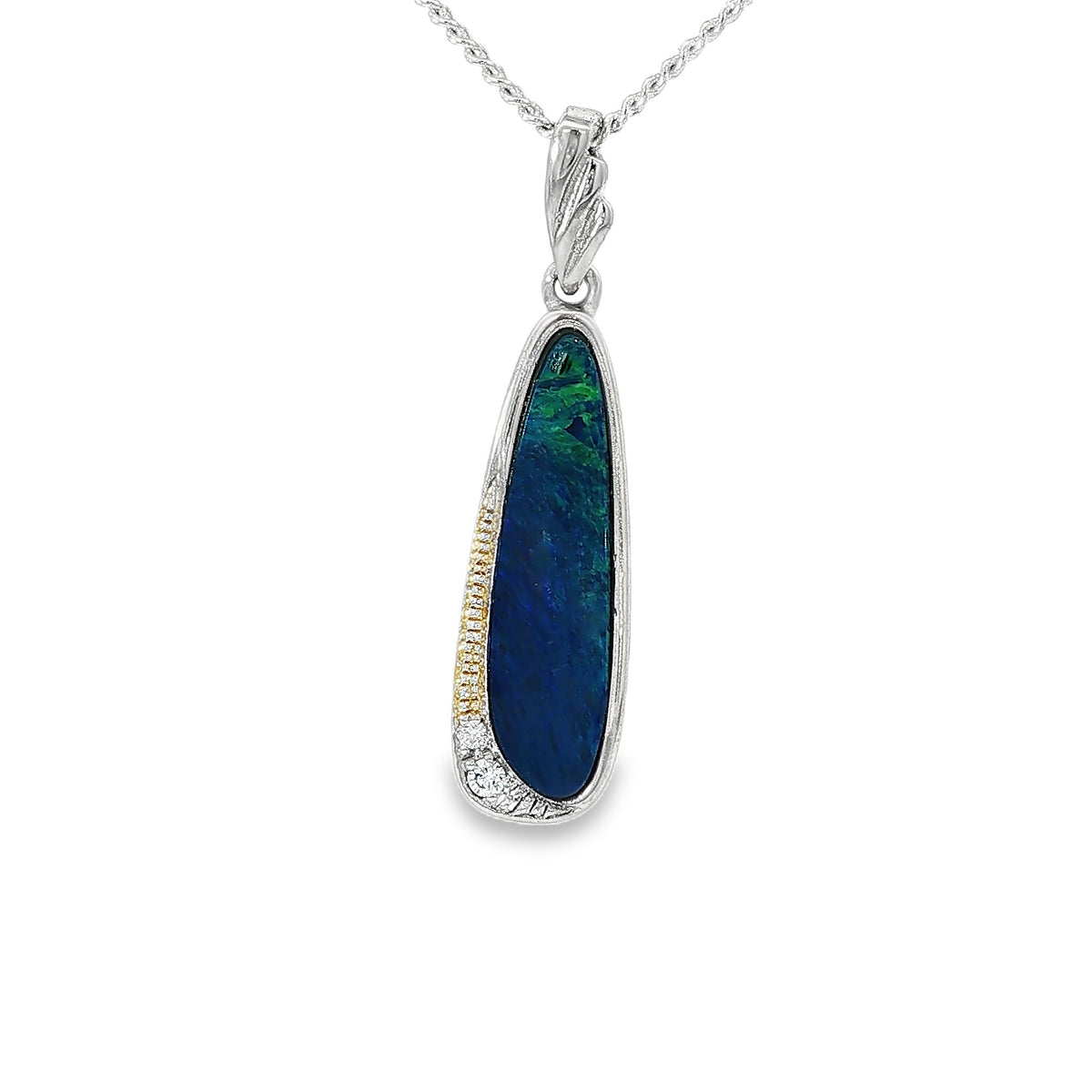 20 x 6mm oval Australian opal doublet pendant in sterling silver