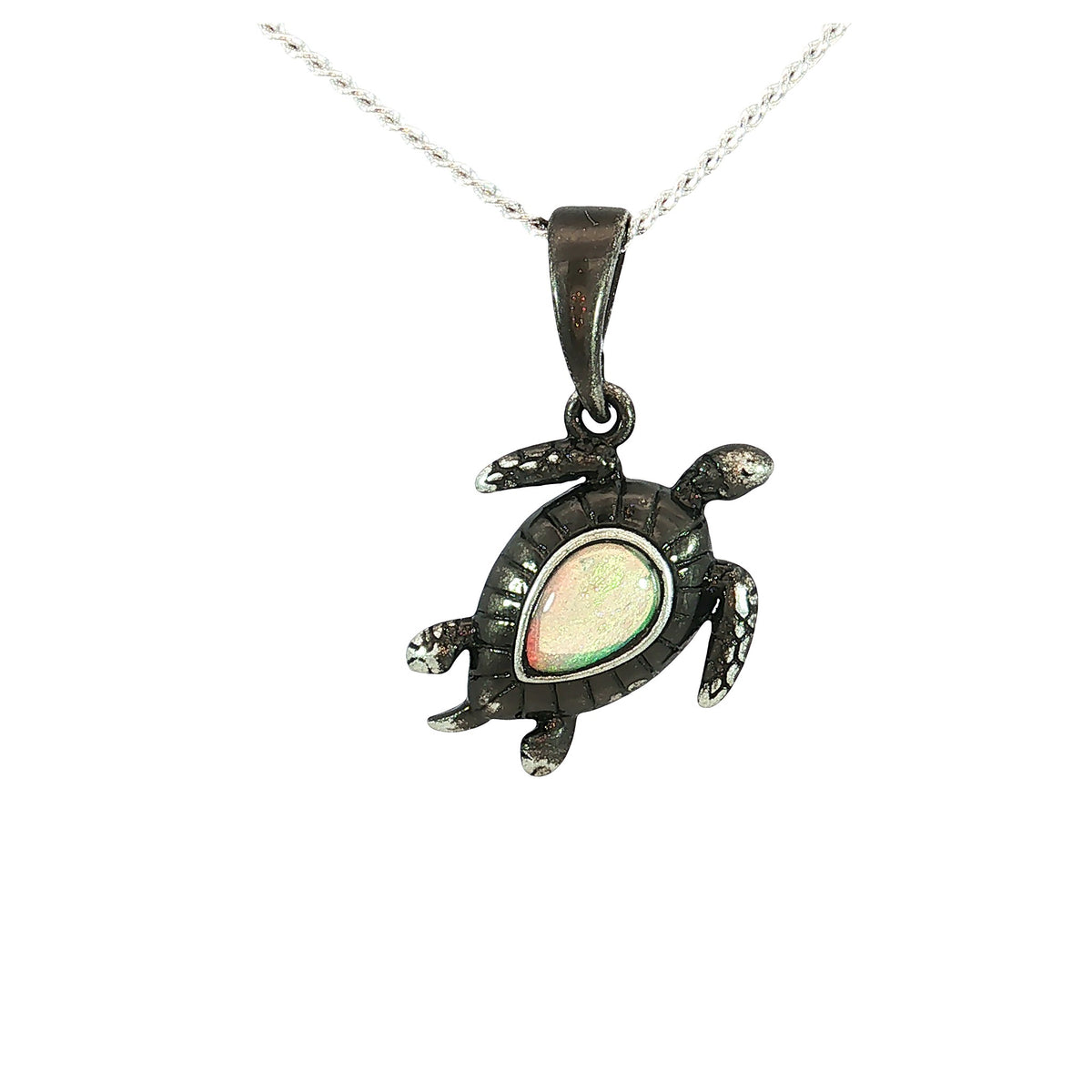 7 x 5mm pear-shaped Australian crystal opal pendant in sterling silver