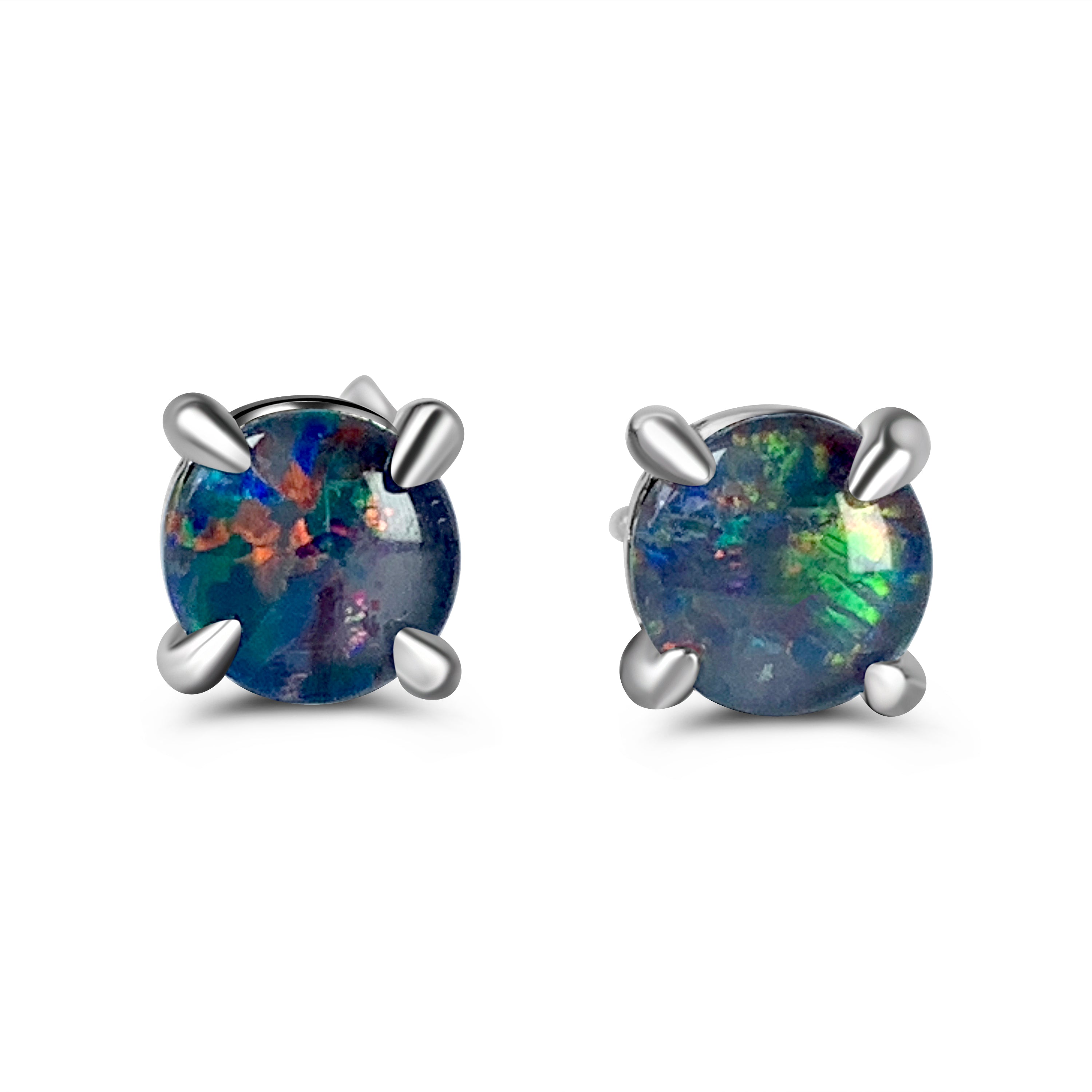 Sterling Silver 4mm Opal triplet studs - Masterpiece Jewellery Opal & Gems Sydney Australia | Online Shop