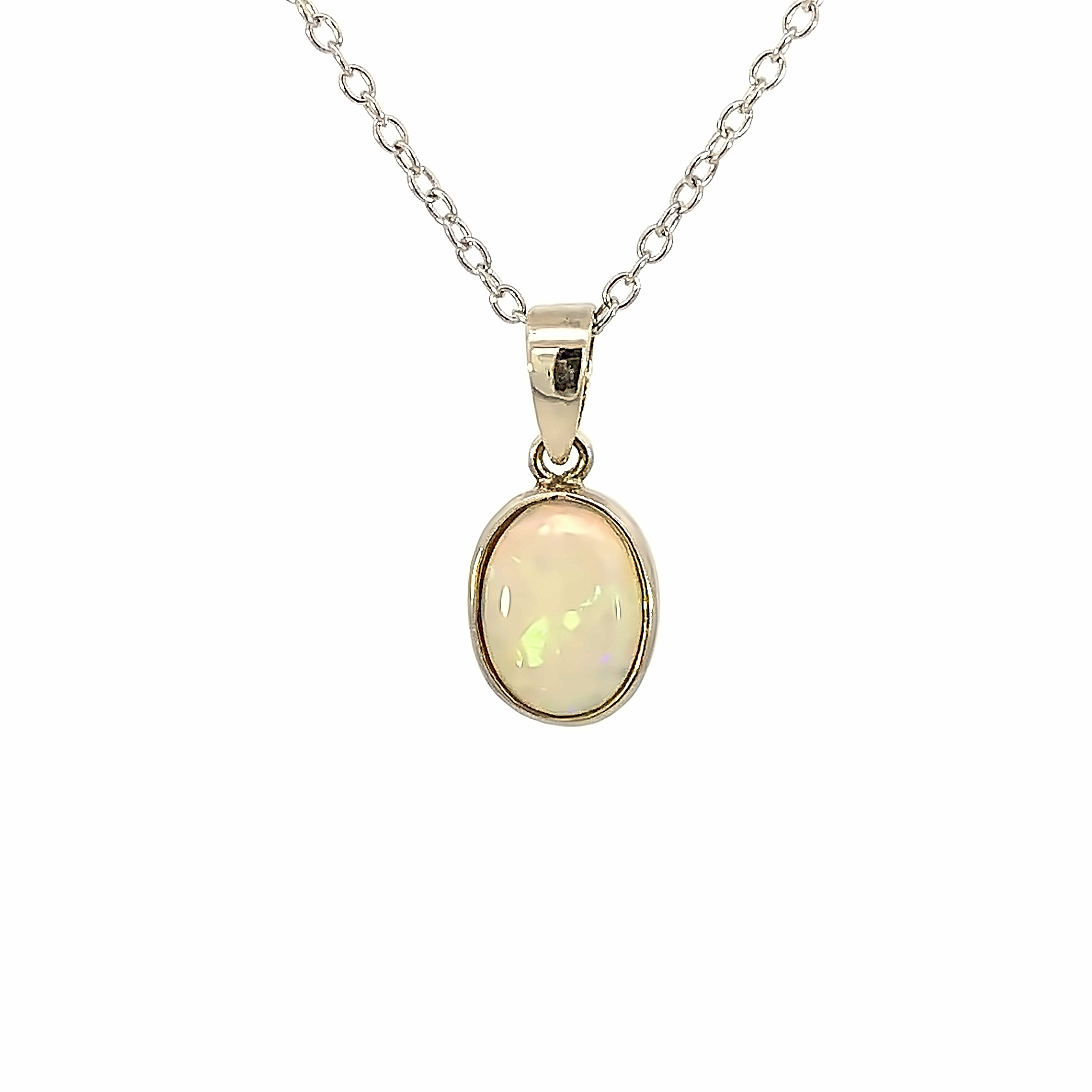 9kt White Gold 8x6mm Light Opal bezel set - Masterpiece Jewellery Opal & Gems Sydney Australia | Online Shop