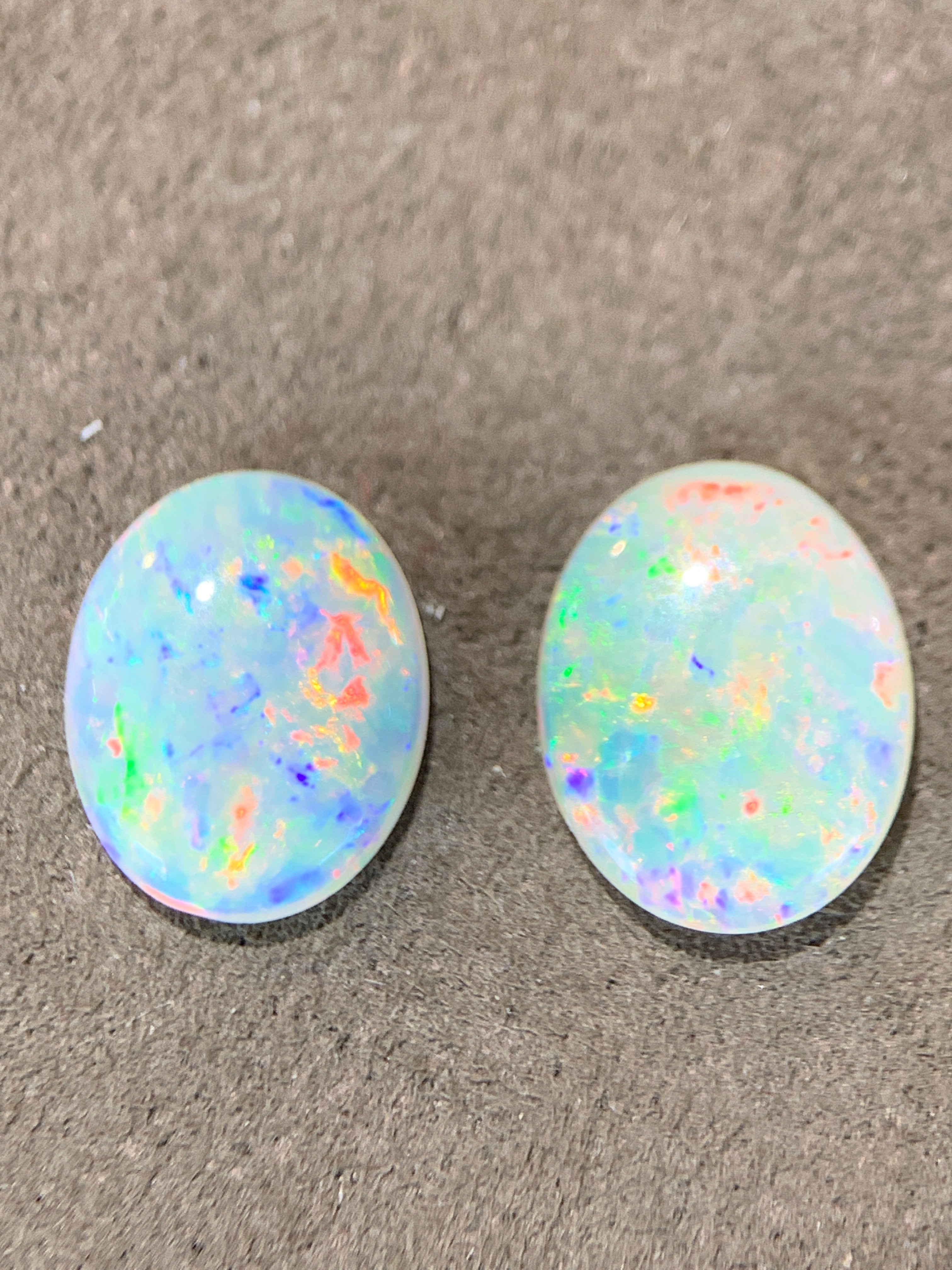 Pair of 3.3ct White Fire Opals - Masterpiece Jewellery Opal & Gems Sydney Australia | Online Shop
