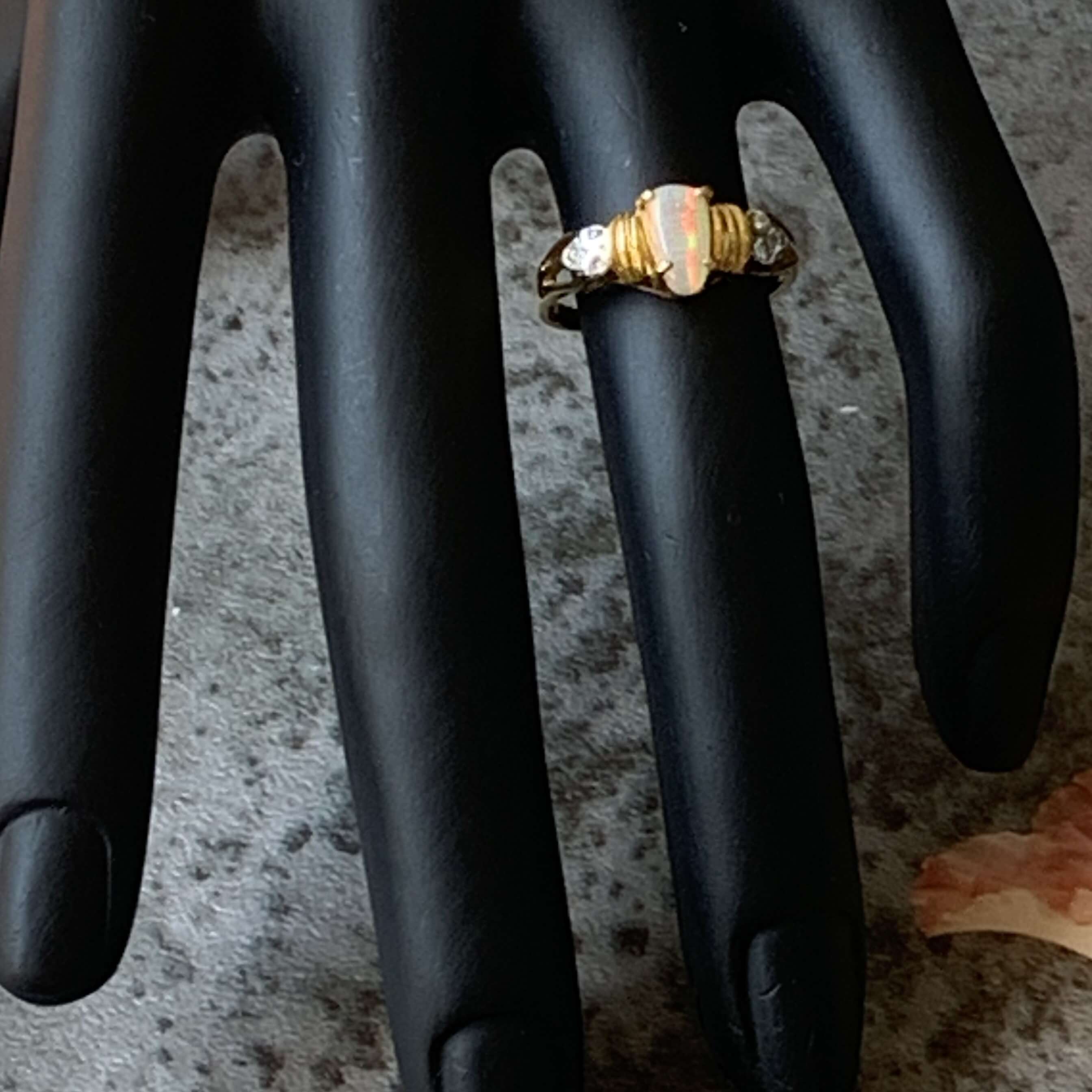 18kt Yellow Gold Fire Opal and Diamond ring - Masterpiece Jewellery Opal & Gems Sydney Australia | Online Shop