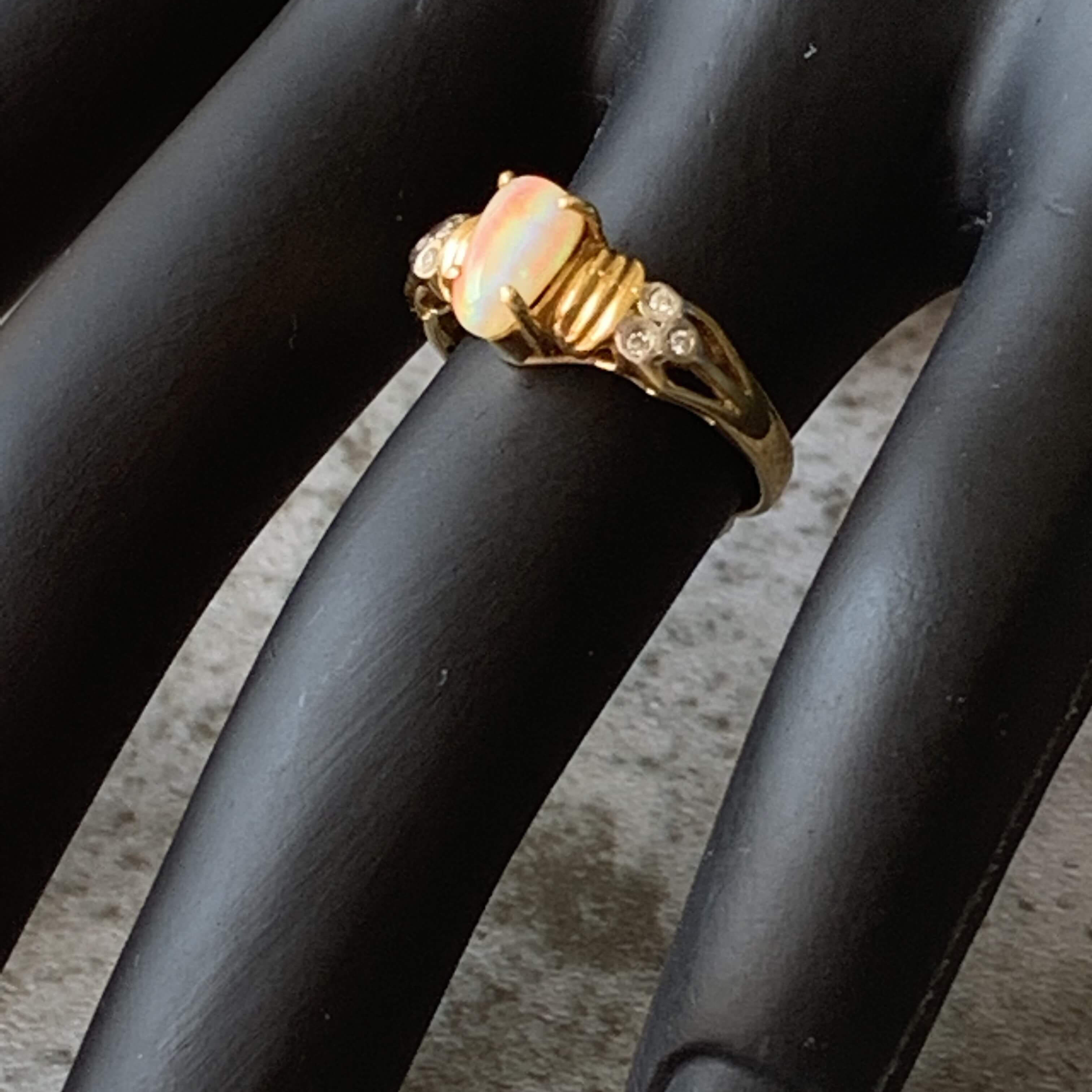 18kt Yellow Gold Fire Opal and Diamond ring - Masterpiece Jewellery Opal & Gems Sydney Australia | Online Shop