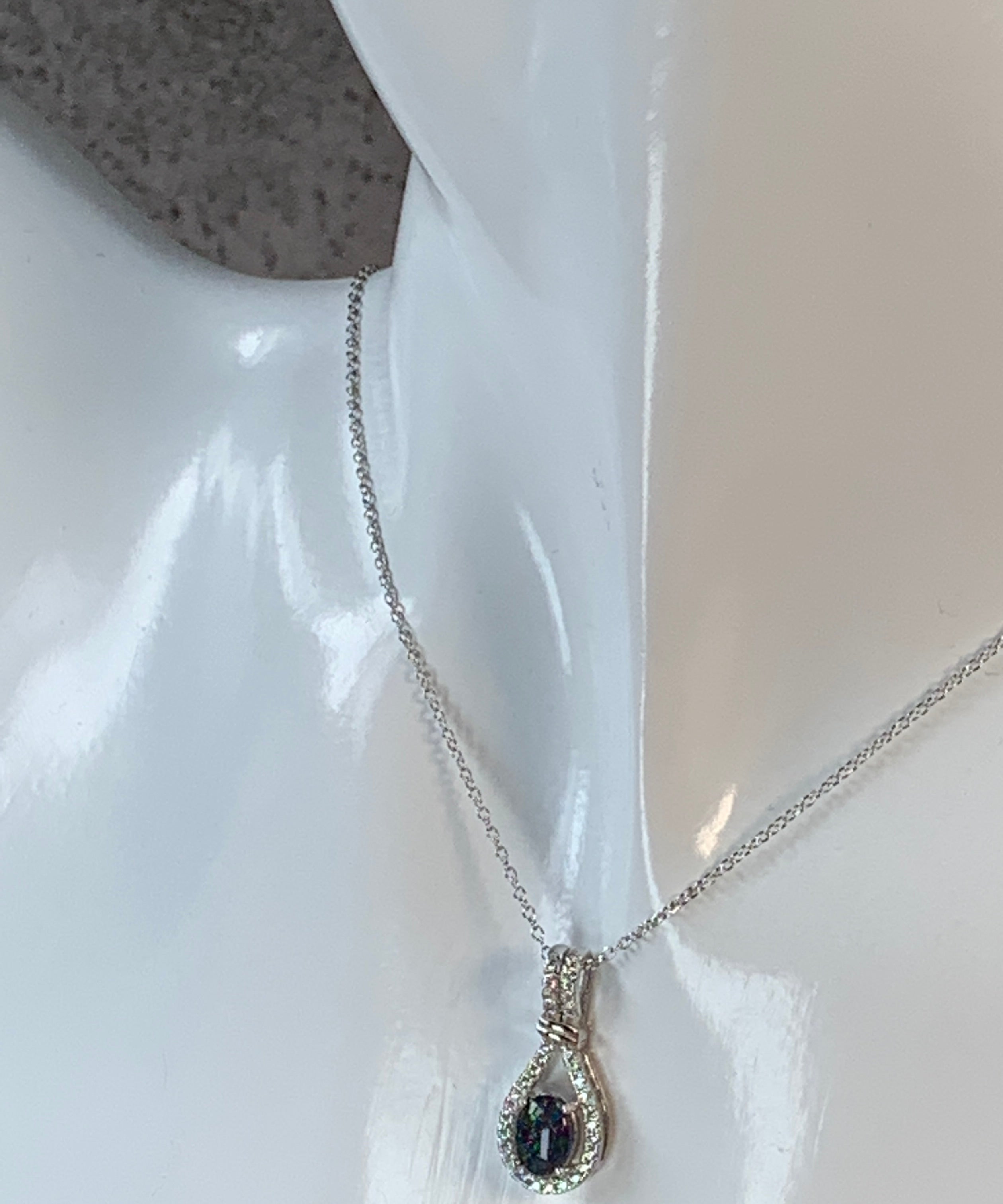 Sterling Silver cluster loop 8x6mm Opal triplet pendant - Masterpiece Jewellery Opal & Gems Sydney Australia | Online Shop