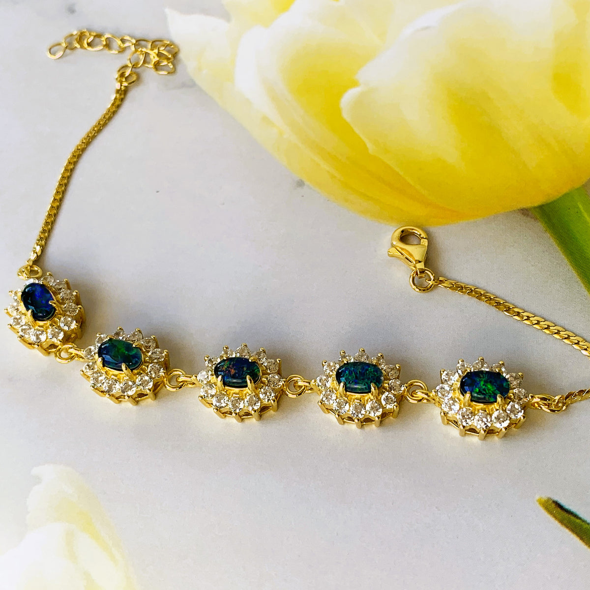 Gold plated Sterling Silver Opal bracelet - Masterpiece Jewellery Opal & Gems Sydney Australia | Online Shop