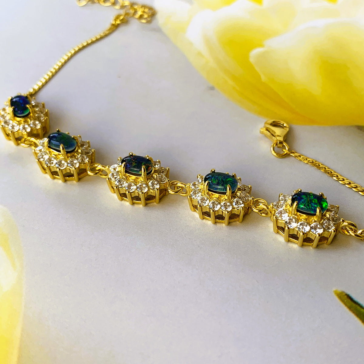 Gold plated Sterling Silver Opal bracelet - Masterpiece Jewellery Opal & Gems Sydney Australia | Online Shop