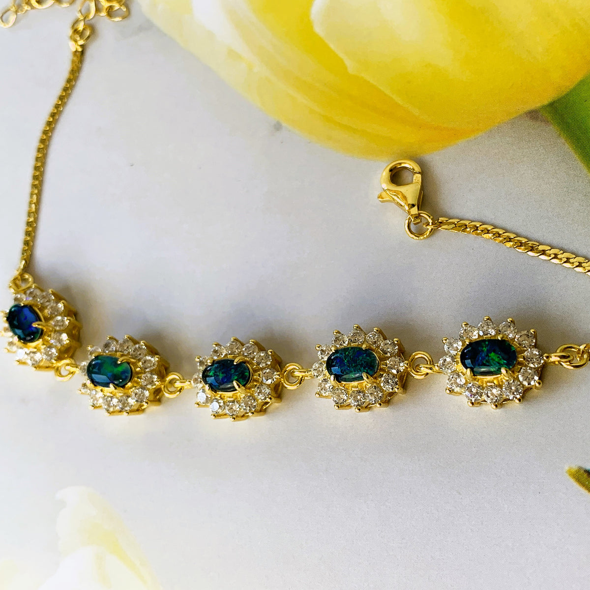 Gold plated Sterling Silver Opal bracelet - Masterpiece Jewellery Opal & Gems Sydney Australia | Online Shop