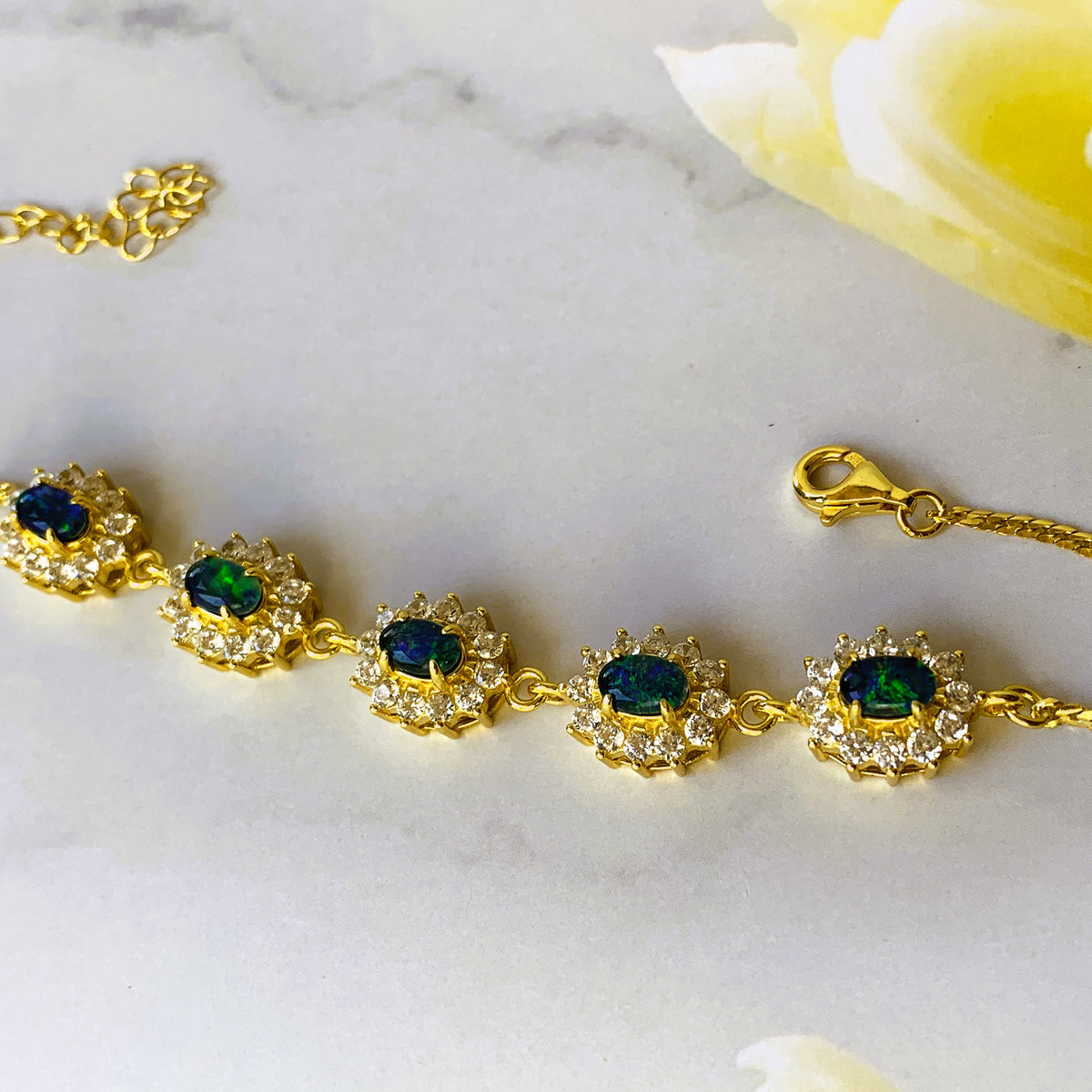 Gold plated Sterling Silver Opal bracelet - Masterpiece Jewellery Opal & Gems Sydney Australia | Online Shop