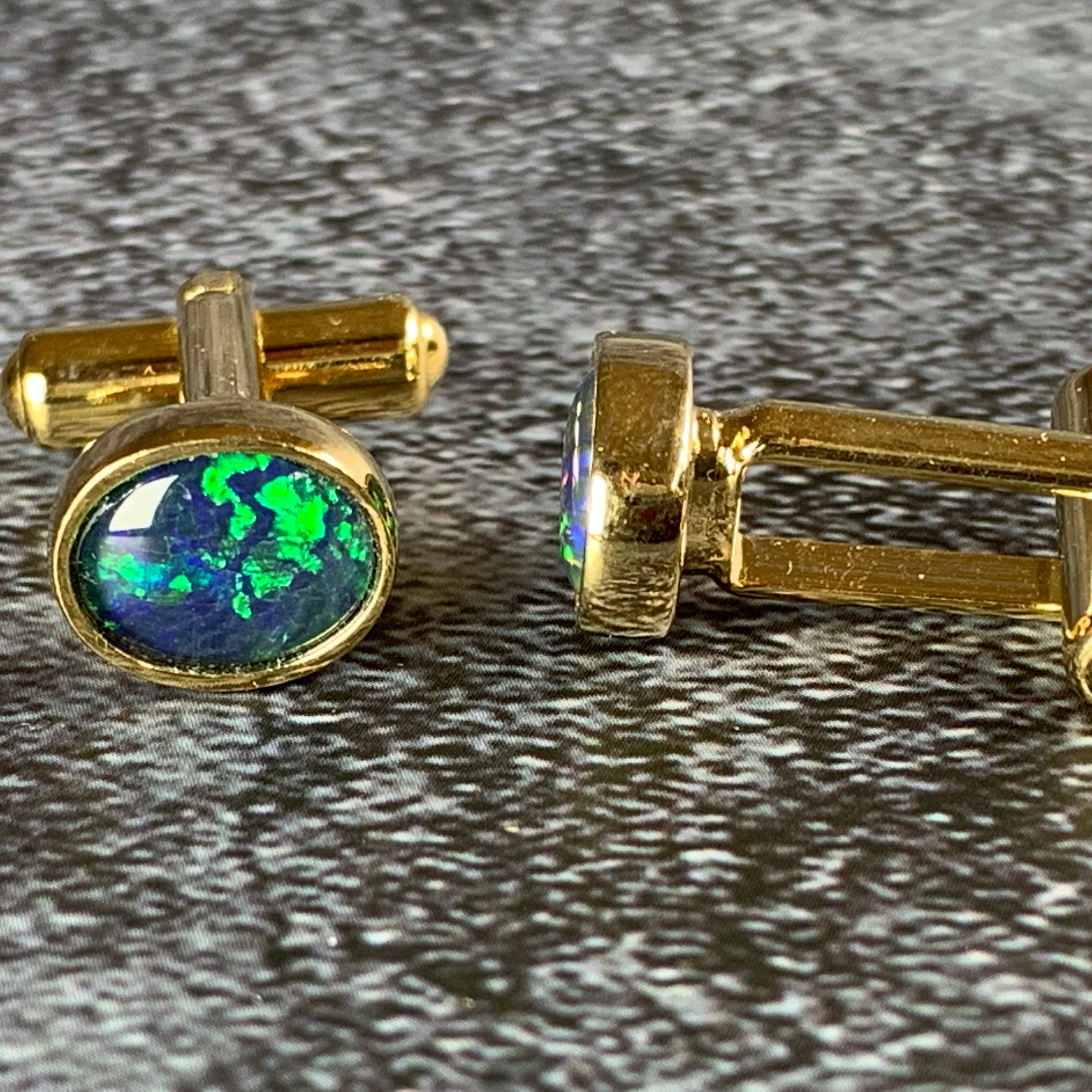 Gold Plated 10x8mm Triplet Opal cufflinks - Masterpiece Jewellery Opal & Gems Sydney Australia | Online Shop