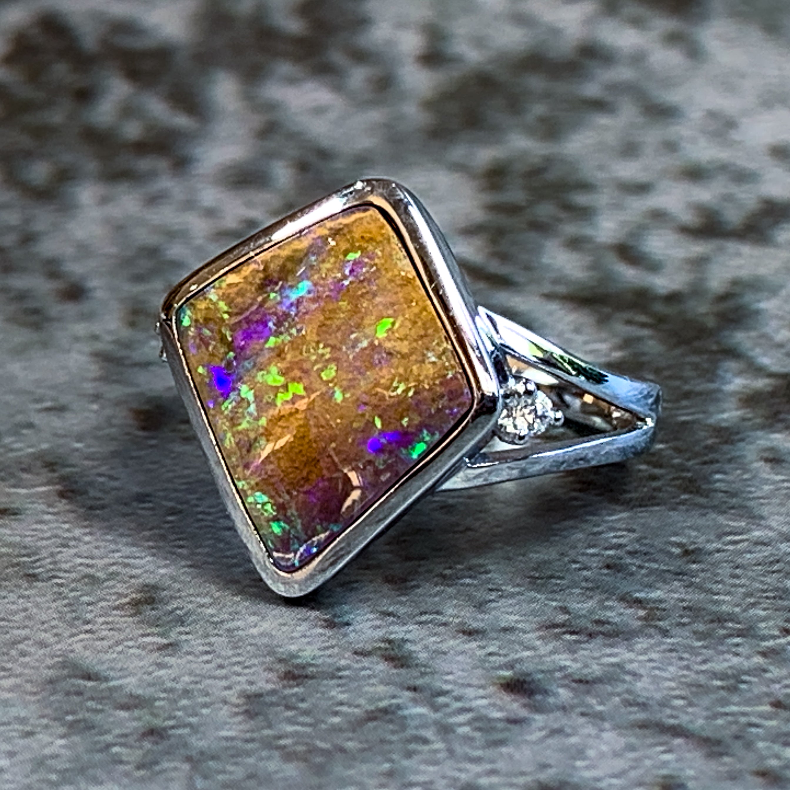 Sterling Silver Boulder Opal 3.22ct ring - Masterpiece Jewellery Opal & Gems Sydney Australia | Online Shop