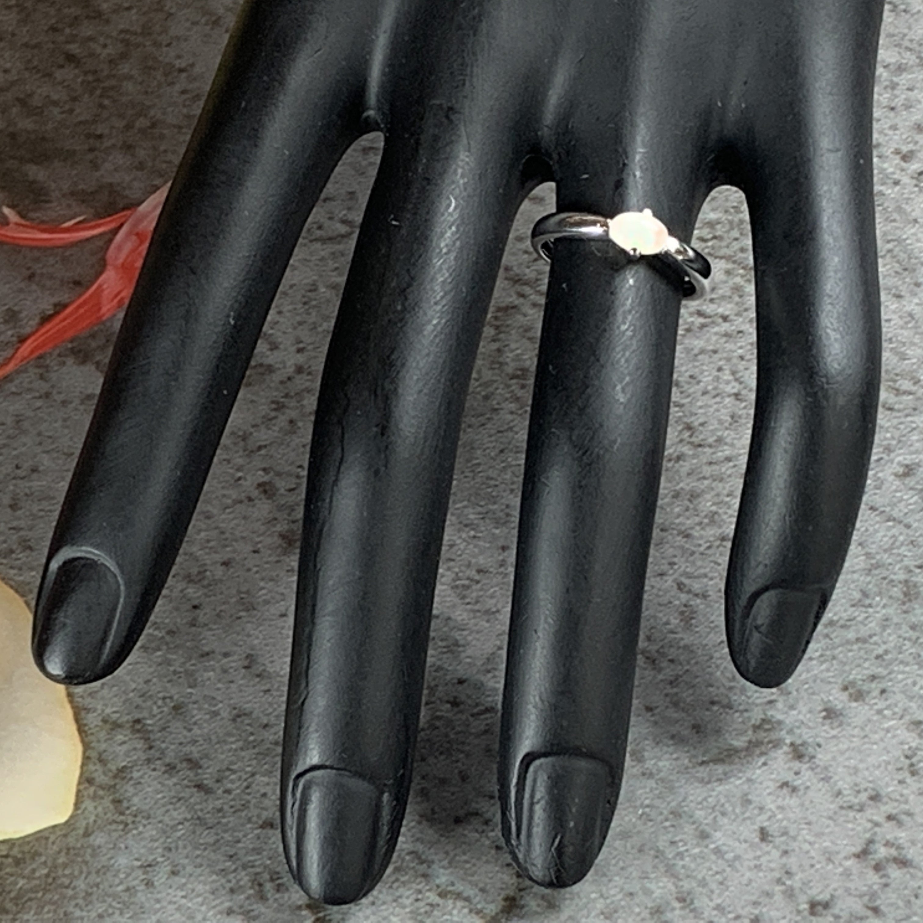 Sterling Silver solitaire horizontal set Oval 6x4mm Opal ring - Masterpiece Jewellery Opal & Gems Sydney Australia | Online Shop