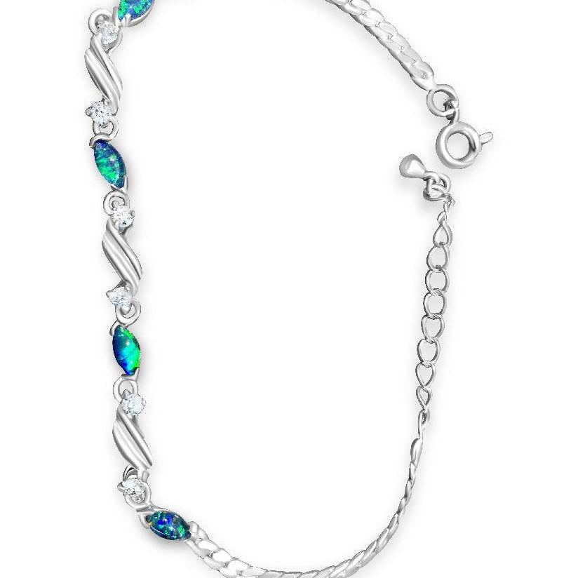 One Sterling Silver Opal triplet bracelet - Masterpiece Jewellery Opal & Gems Sydney Australia | Online Shop