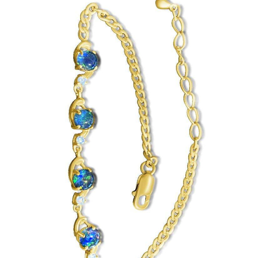 Sterling Silver Gold plated Opal triplet bracelet - Masterpiece Jewellery Opal & Gems Sydney Australia | Online Shop