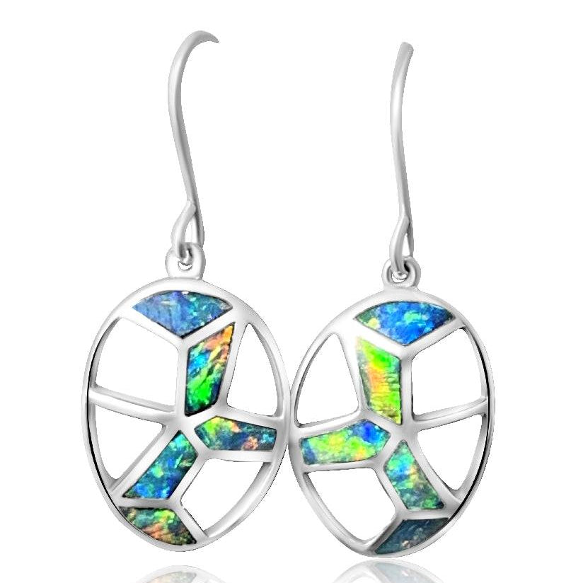 Sterling Silver dangling Opal inlay earrings 2 - Masterpiece Jewellery Opal & Gems Sydney Australia | Online Shop