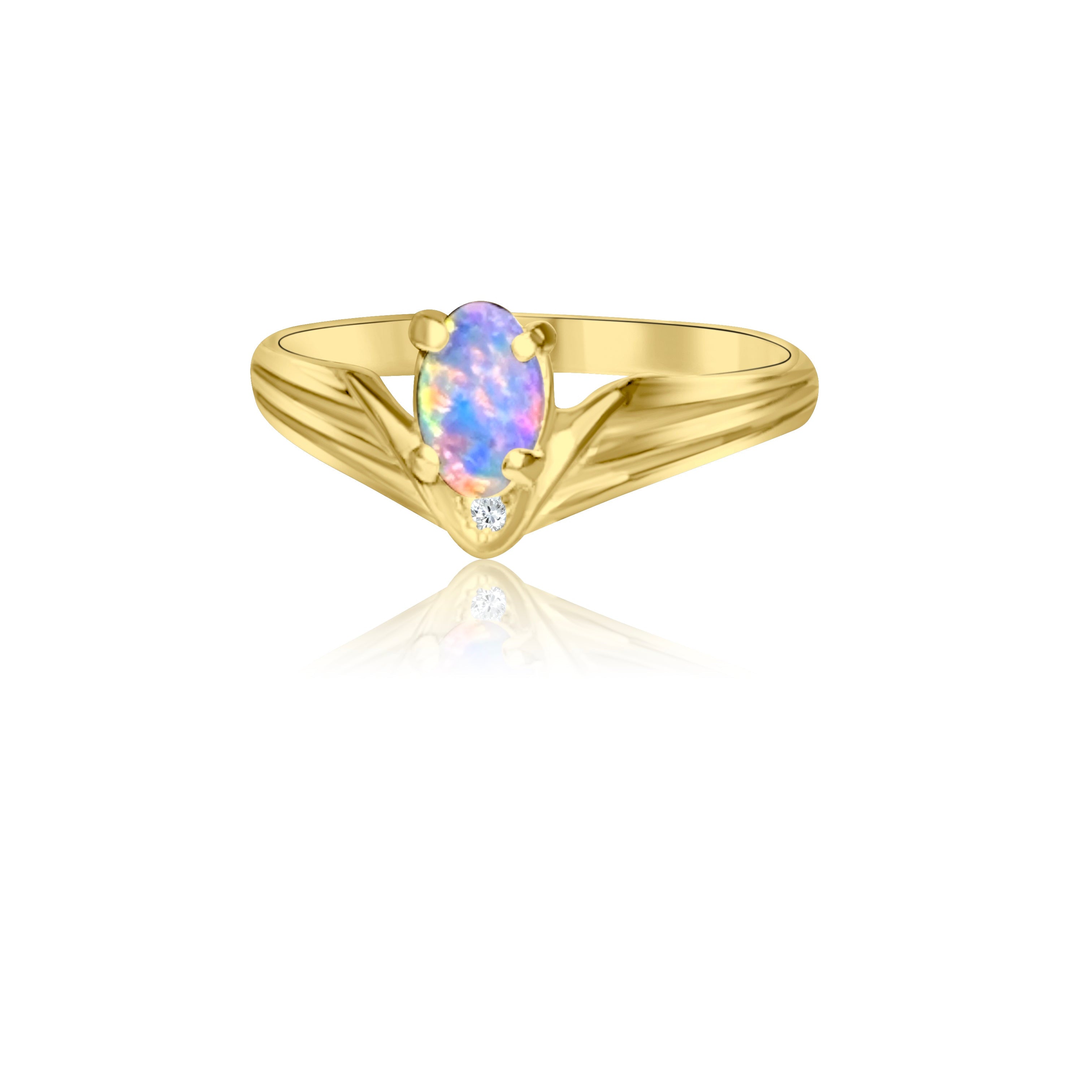 18kt Yellow Gold Light Opal and Diamond ring - Masterpiece Jewellery Opal & Gems Sydney Australia | Online Shop