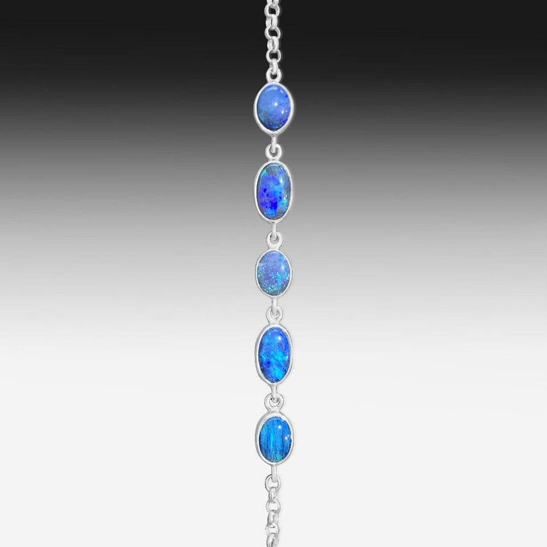 Sterling Silver Black Opal bracelet - Masterpiece Jewellery Opal & Gems Sydney Australia | Online Shop