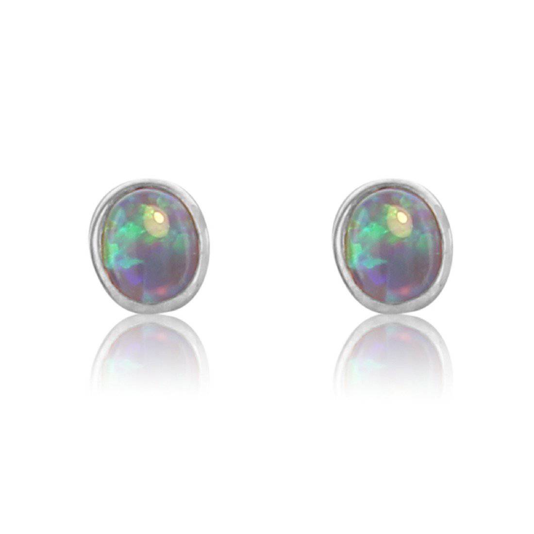 Sterling Silver Black Opal studs - Masterpiece Jewellery Opal & Gems Sydney Australia | Online Shop