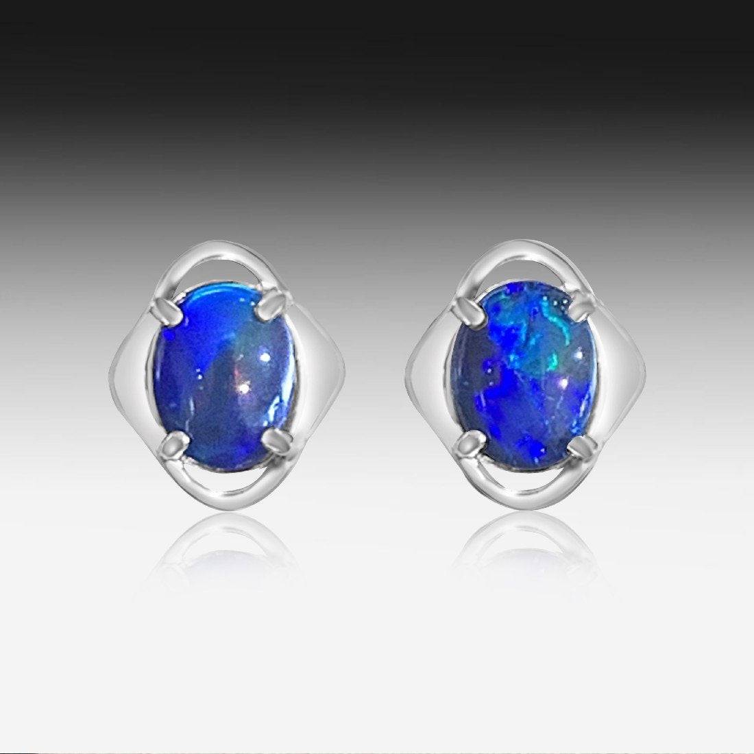 Sterling Silver Opal triplet studs - Masterpiece Jewellery Opal & Gems Sydney Australia | Online Shop