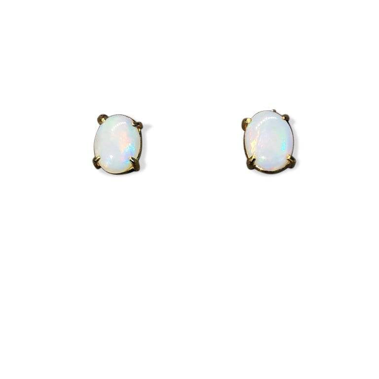 18KT YELLOW GOLD WHITE OPAL STUDS - Masterpiece Jewellery Opal & Gems Sydney Australia | Online Shop