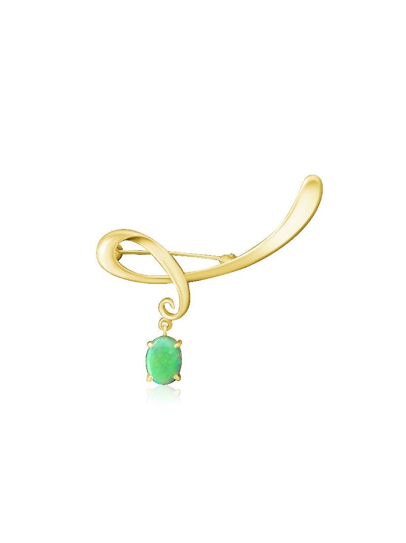 18kt Yellow Gold Brooch with Black Opal - Masterpiece Jewellery Opal & Gems Sydney Australia | Online Shop