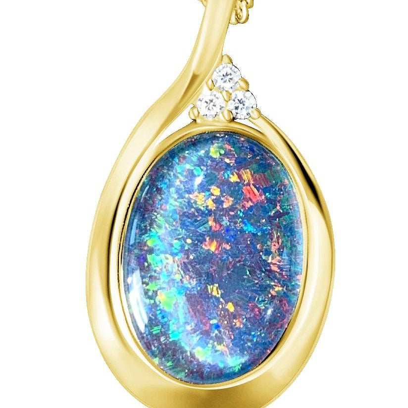 Sterling Silver Gold Plated 18x13mm Opal triplet pendant - Masterpiece Jewellery Opal & Gems Sydney Australia | Online Shop