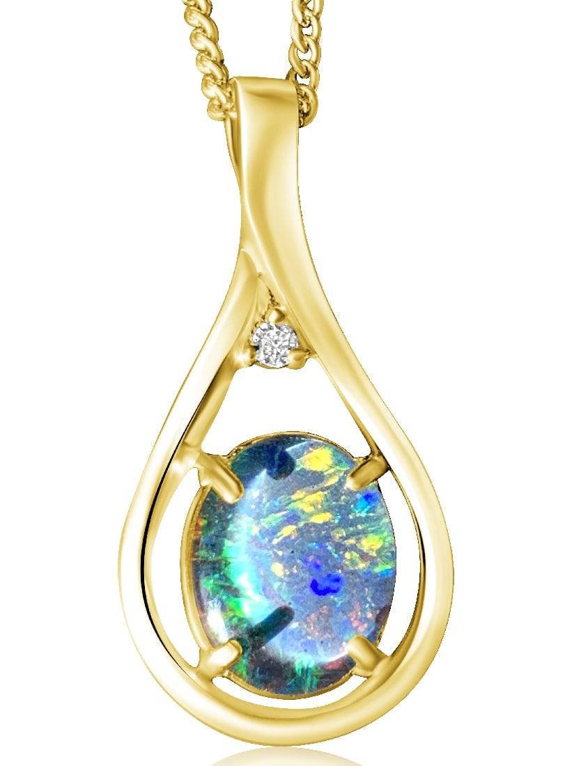 Sterling Silver Gold Plated Opal triplet pendant 6 - Masterpiece Jewellery Opal & Gems Sydney Australia | Online Shop