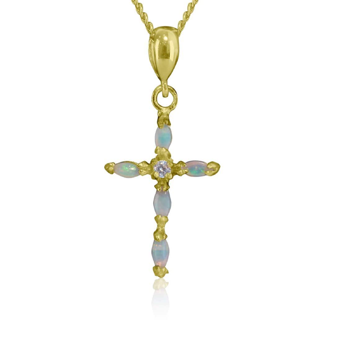 Gold plated Silver White Opal cross - Masterpiece Jewellery Opal & Gems Sydney Australia | Online Shop