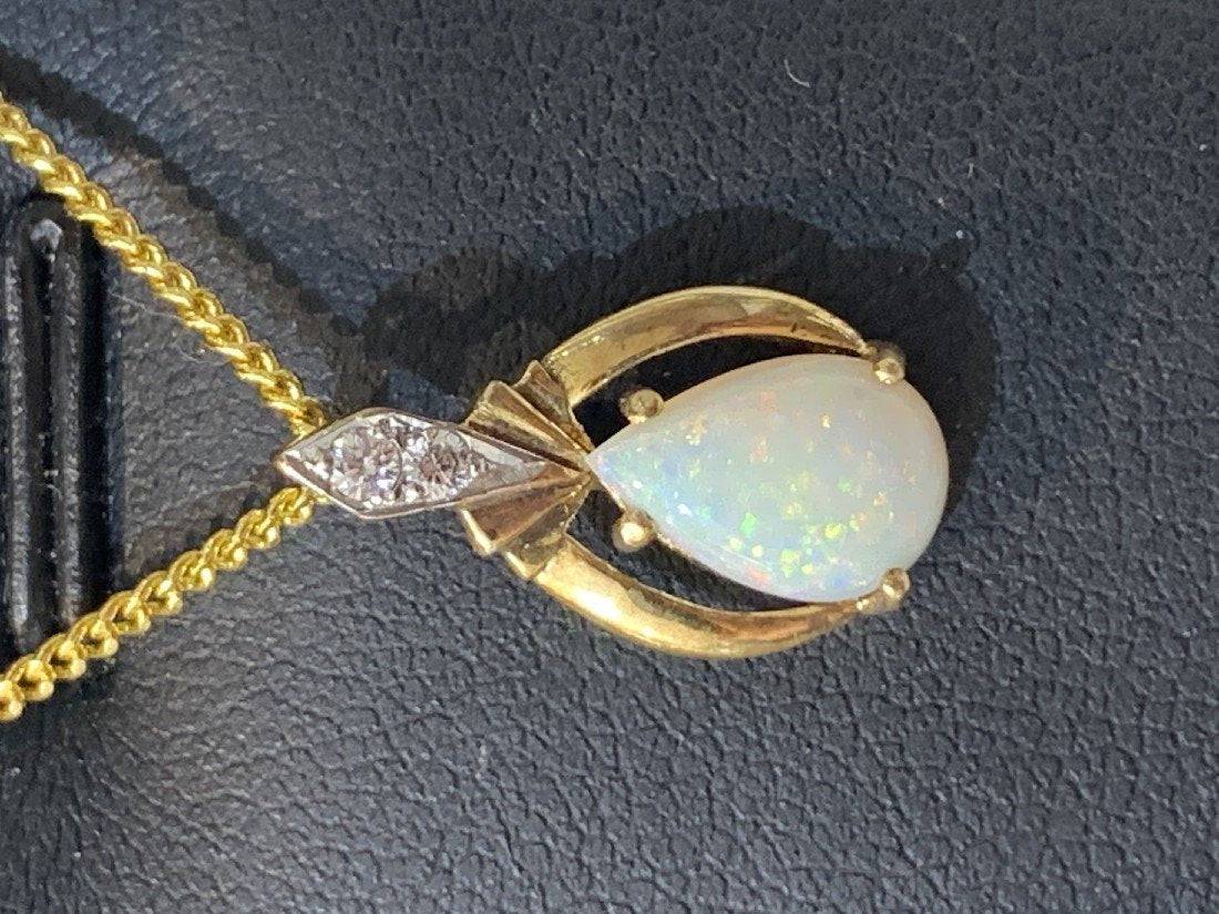 Sterling Silver White Opal pear shape pendant - Masterpiece Jewellery Opal & Gems Sydney Australia | Online Shop