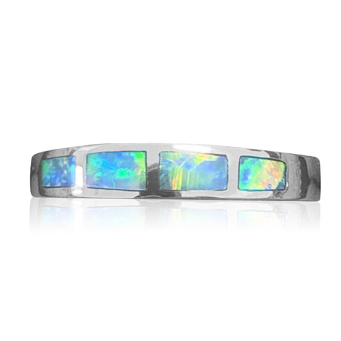14kt White Gold Opal inlay band - Masterpiece Jewellery Opal & Gems Sydney Australia | Online Shop