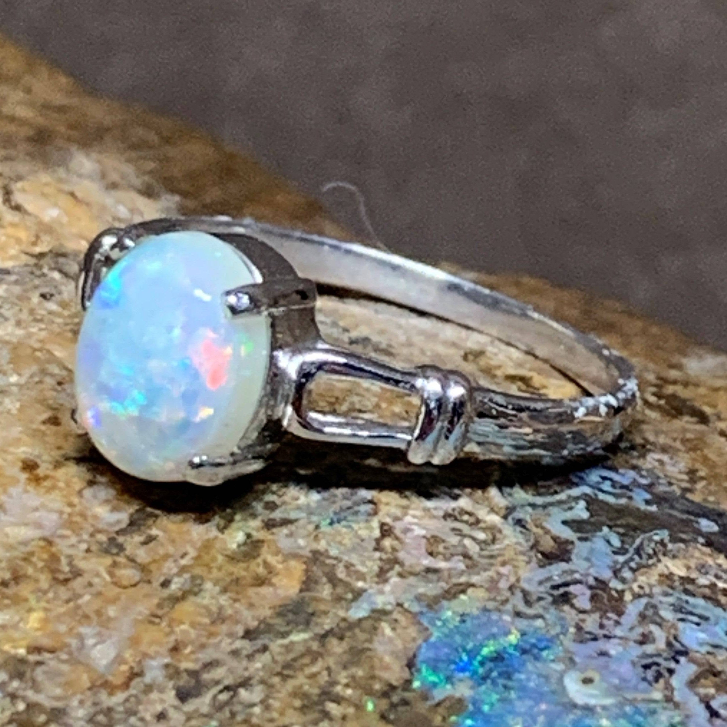 18kt White Gold Light Opal solitaire ring - Masterpiece Jewellery Opal & Gems Sydney Australia | Online Shop