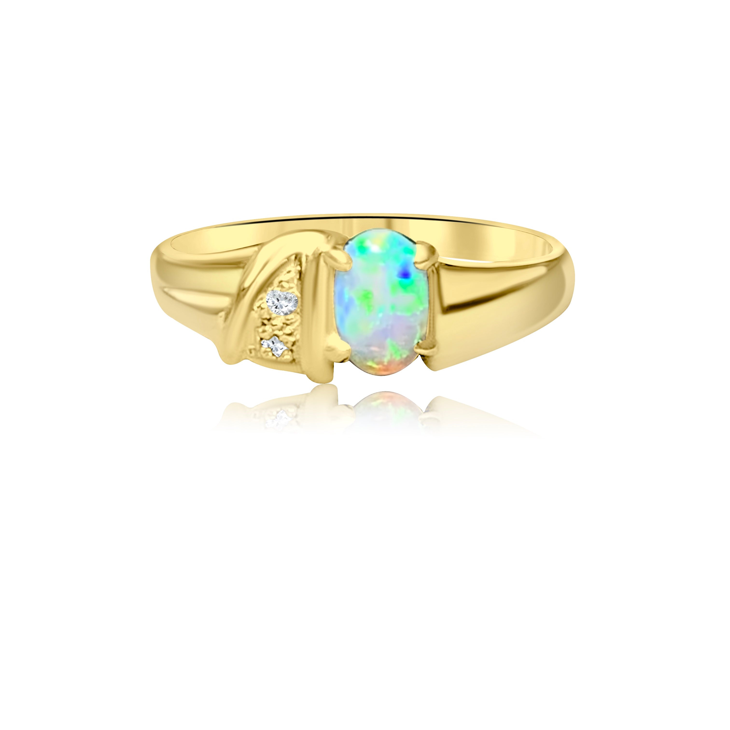 18kt Yellow Gold Black Opal crystal and diamond ring - Masterpiece Jewellery Opal & Gems Sydney Australia | Online Shop