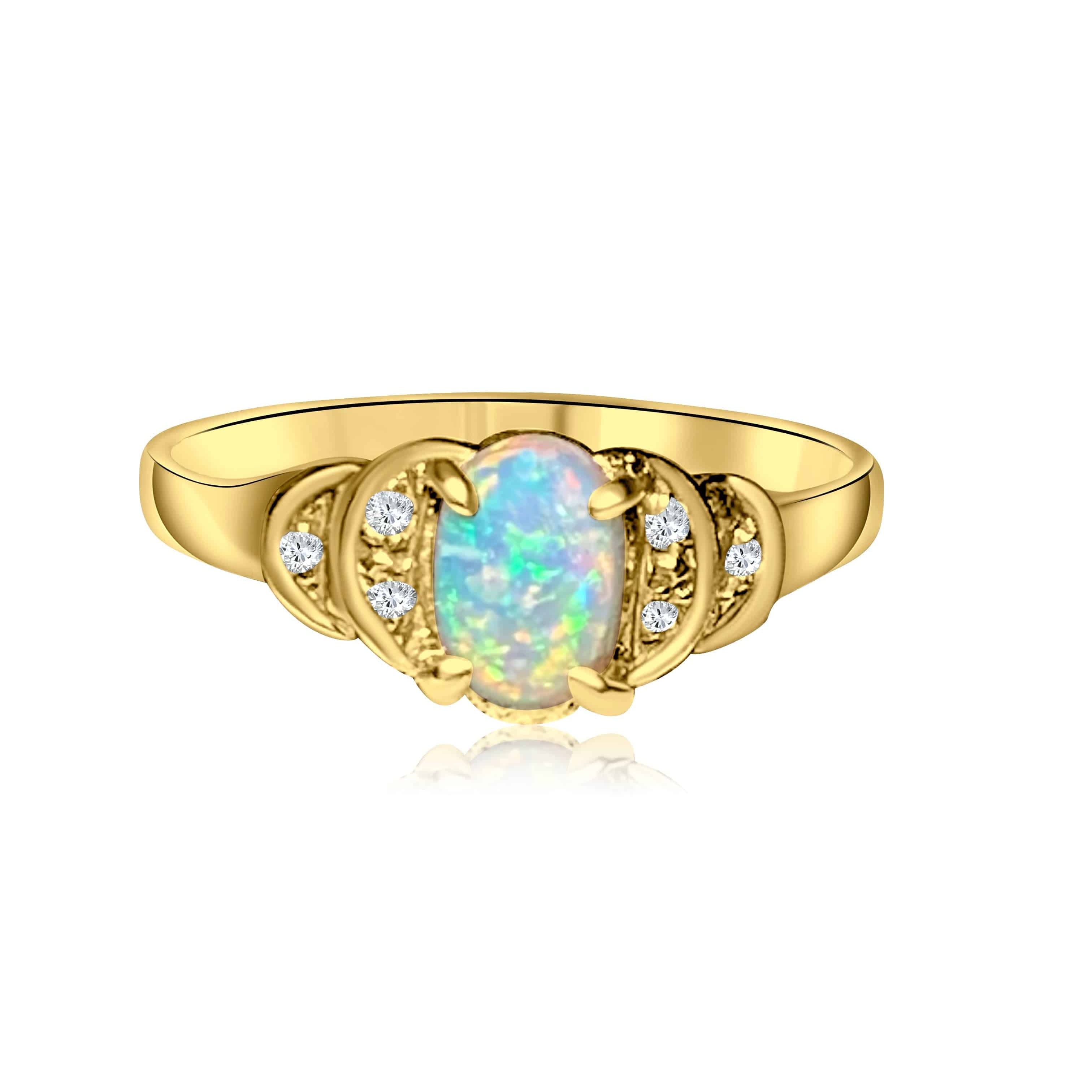 18kt Yellow Gold Crystal Opal and Diamond ring - Masterpiece Jewellery Opal & Gems Sydney Australia | Online Shop