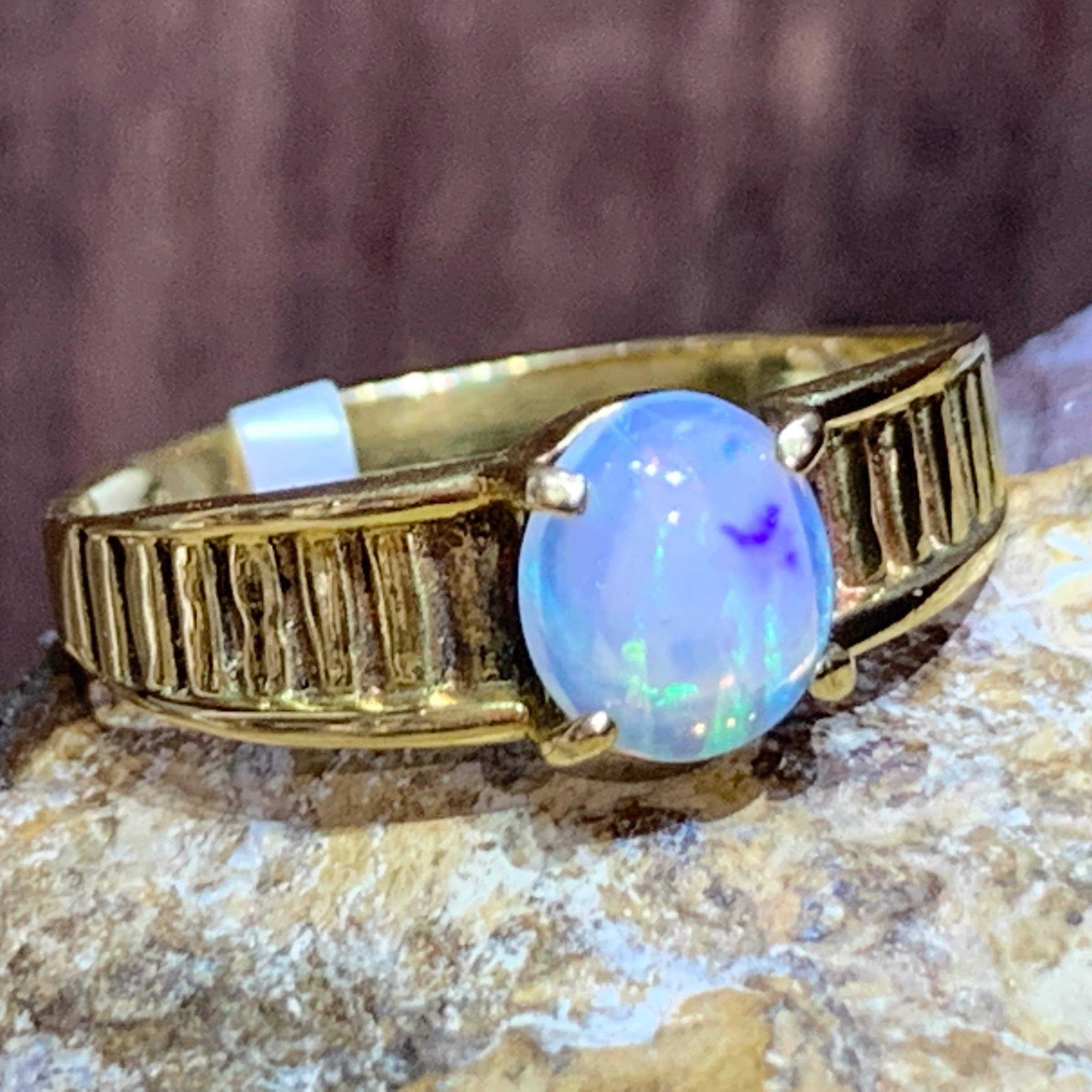 18kt Yellow Gold Crystal Opal ring - Masterpiece Jewellery Opal & Gems Sydney Australia | Online Shop