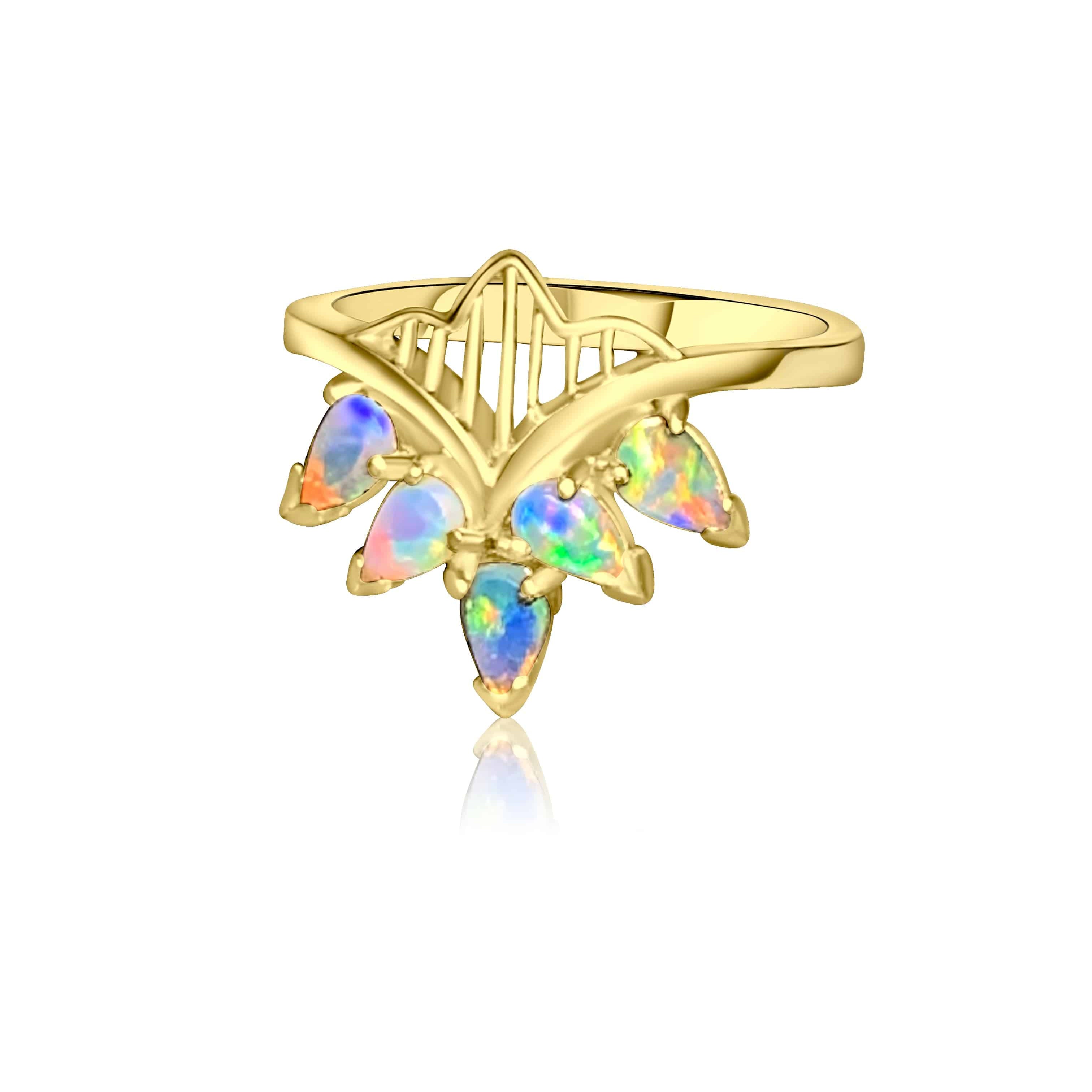 18kt Yellow Gold Marquise style Opal ring - Masterpiece Jewellery Opal & Gems Sydney Australia | Online Shop