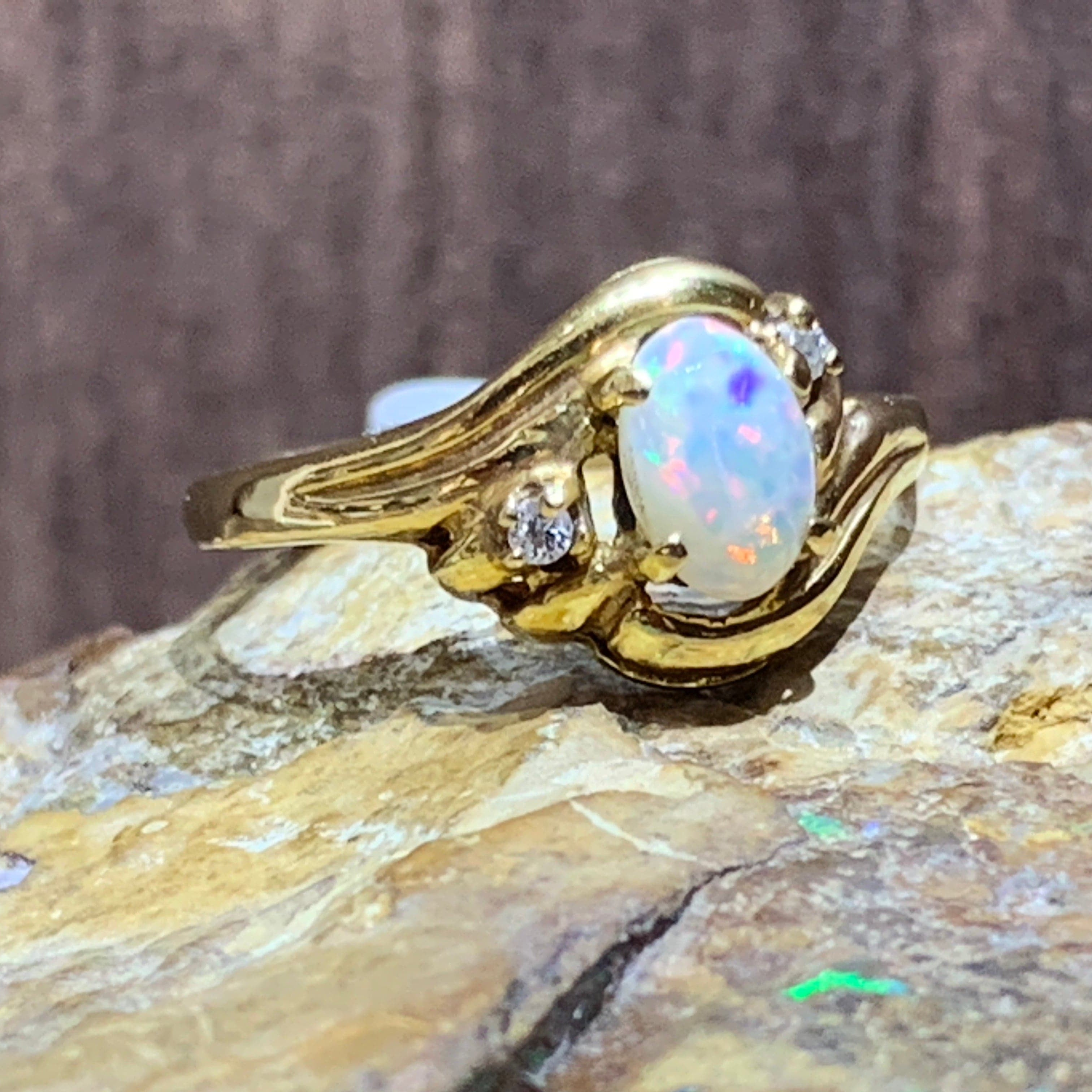 18kt Yellow Gold Opal and diamond ring - Masterpiece Jewellery Opal & Gems Sydney Australia | Online Shop