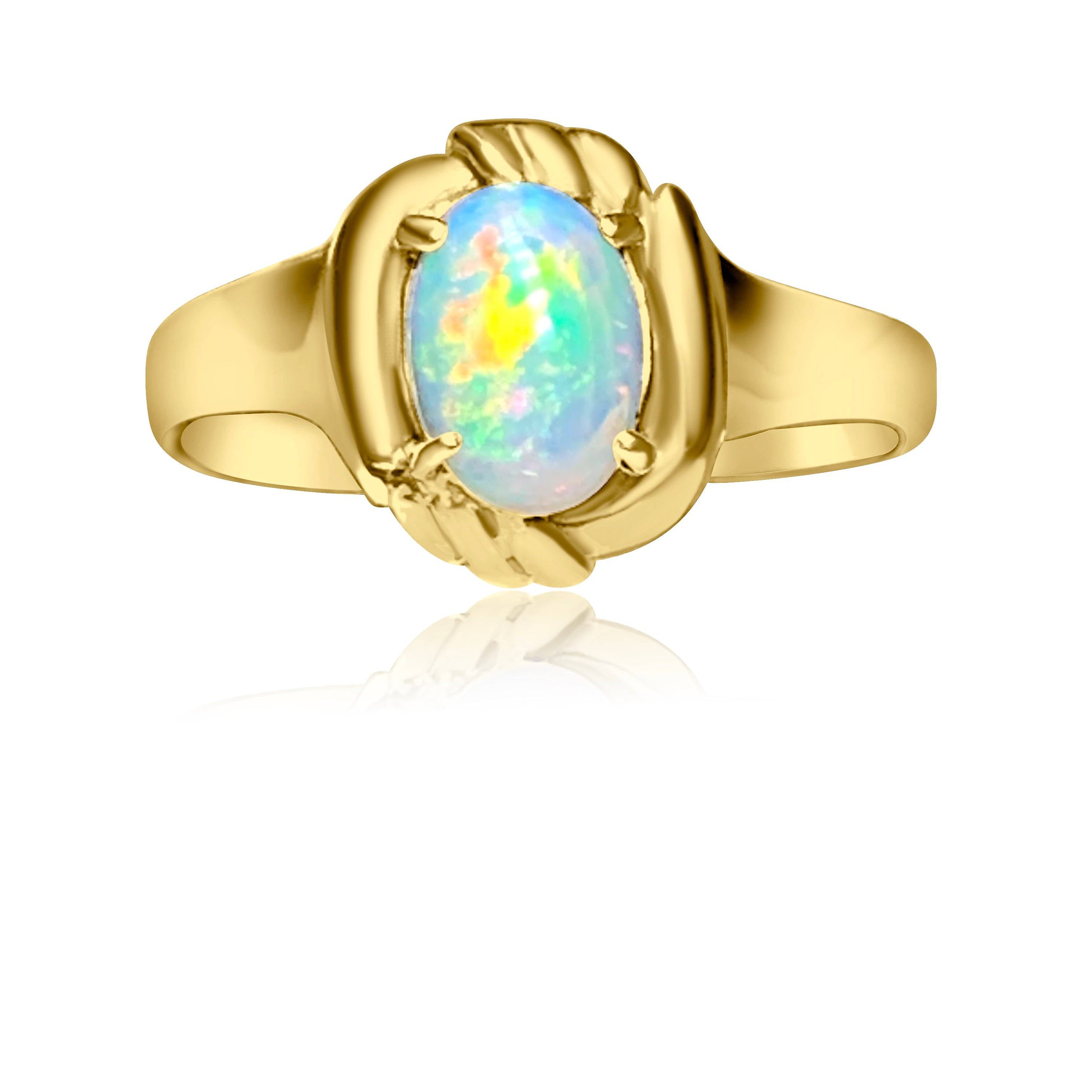 18kt Yellow Gold White Opal ring - Masterpiece Jewellery Opal & Gems Sydney Australia | Online Shop