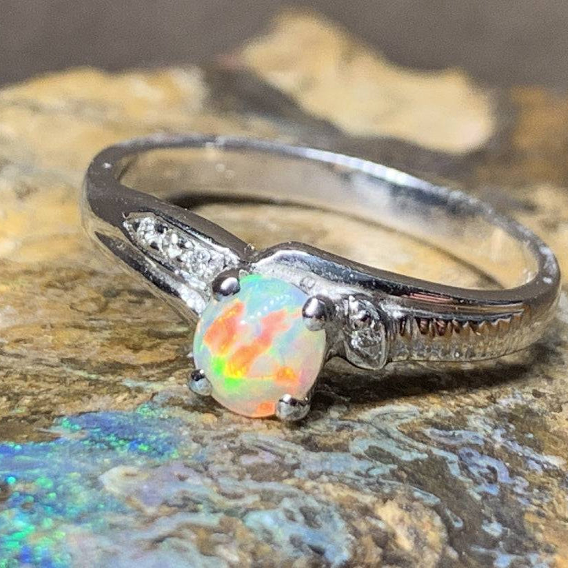 18kt White Gold Black Crystal Opal and Diamond ring - Masterpiece Jewellery Opal & Gems Sydney Australia | Online Shop