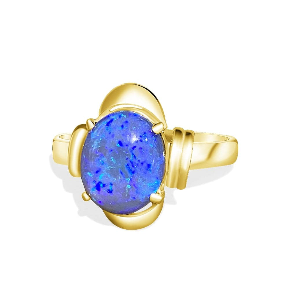 18kt Yellow Gold Black Opal ring - Masterpiece Jewellery Opal & Gems Sydney Australia | Online Shop