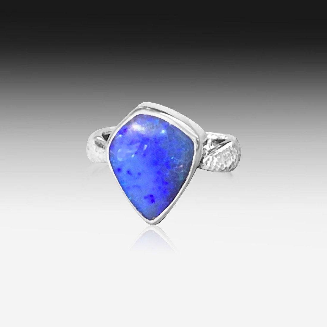 Sterling Silver & 14kt Yellow Gold Boulder Opal ring - Masterpiece Jewellery Opal & Gems Sydney Australia | Online Shop