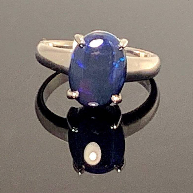 Sterling Silver Black Opal ring - Masterpiece Jewellery Opal & Gems Sydney Australia | Online Shop