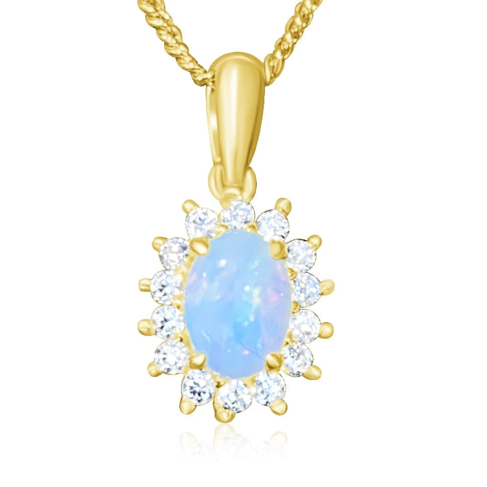 Gold plated Sterling Silver White Opal cluster pendant - Masterpiece Jewellery Opal & Gems Sydney Australia | Online Shop