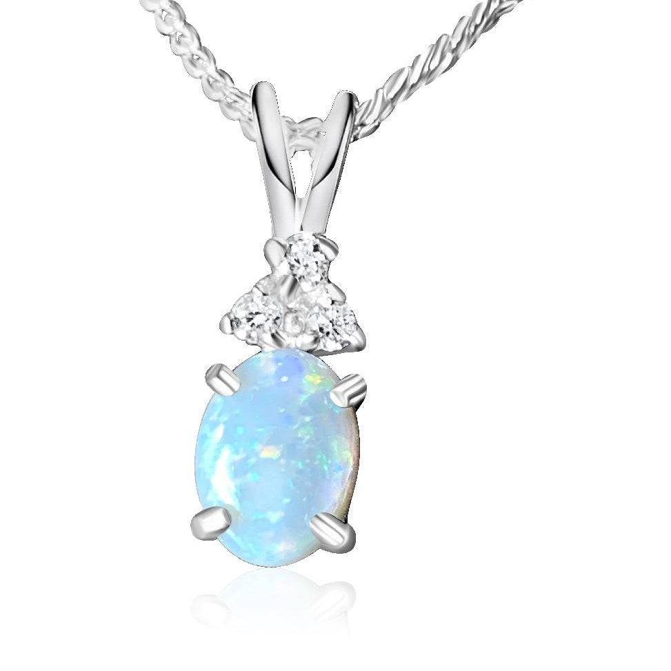 Sterling Silver 8x6mm White Opal pendant - Masterpiece Jewellery Opal & Gems Sydney Australia | Online Shop